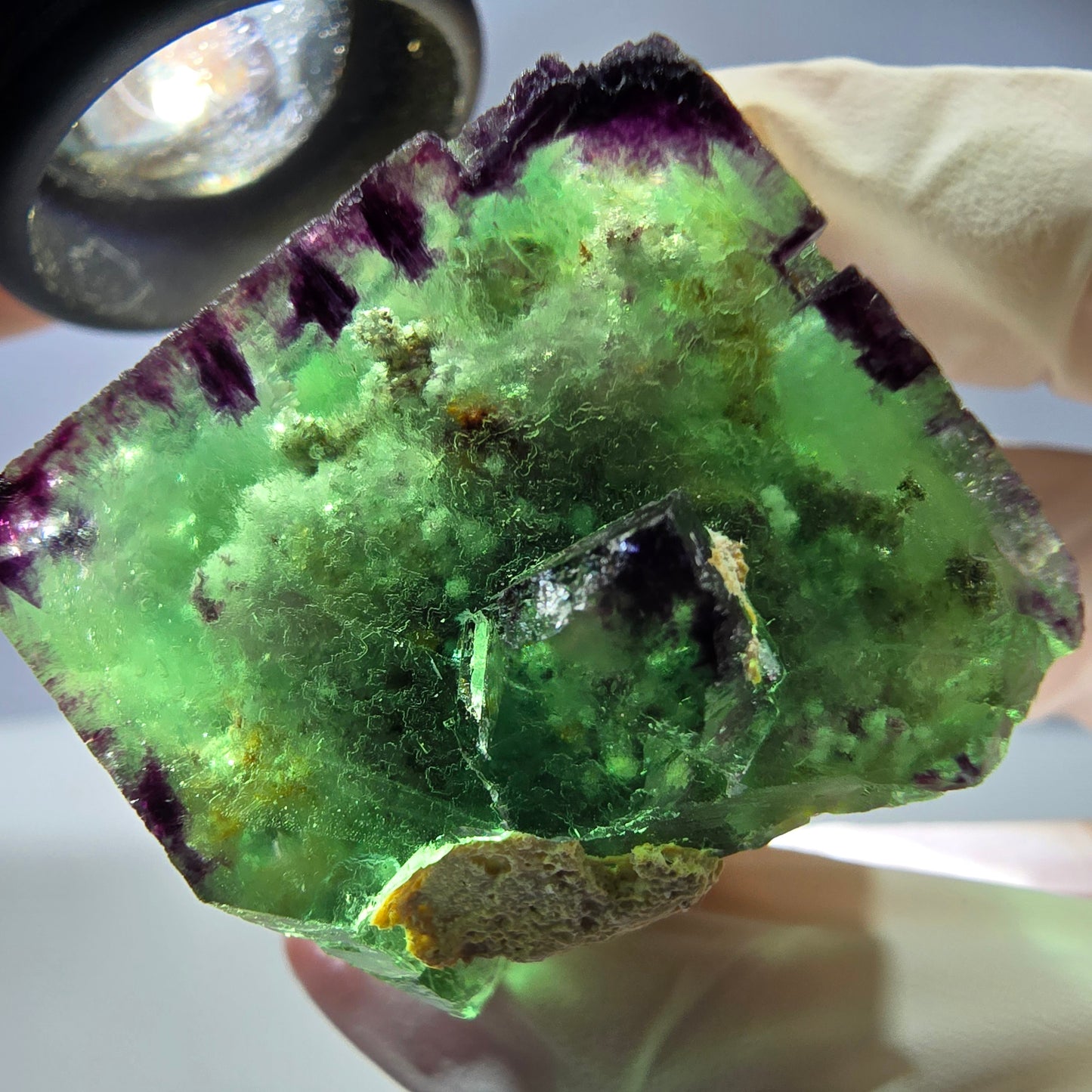 Spécimen de cube de fluorite fantôme, parqueté, zonal Okorusu, Namibie 28*28*31mm