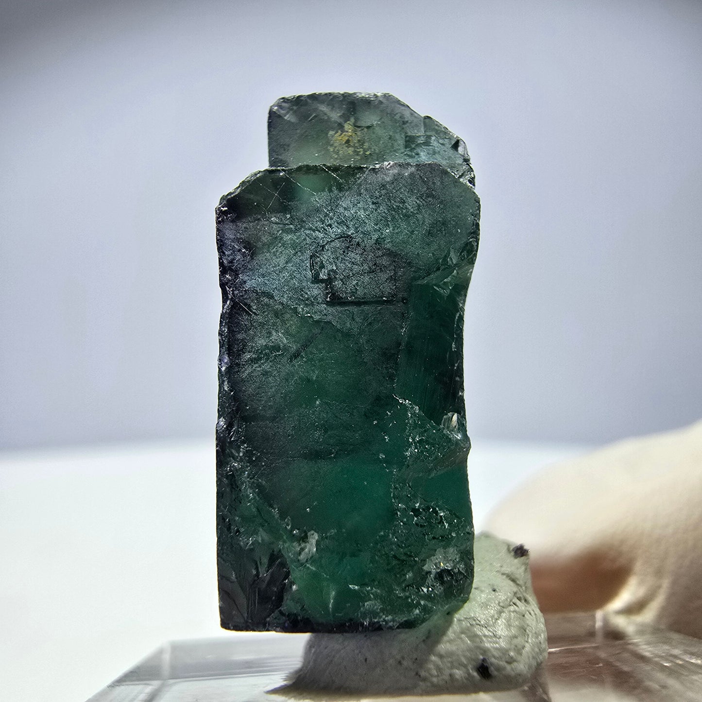 Rare cube de fluorite fantôme parqueté vert violet Okorusu Namibie 25*21*11mm