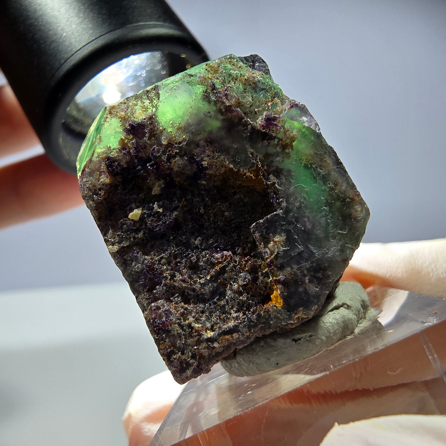 Spécimen de cube de fluorite fantôme, parqueté, zonal Okorusu, Namibie 31*29*24mm