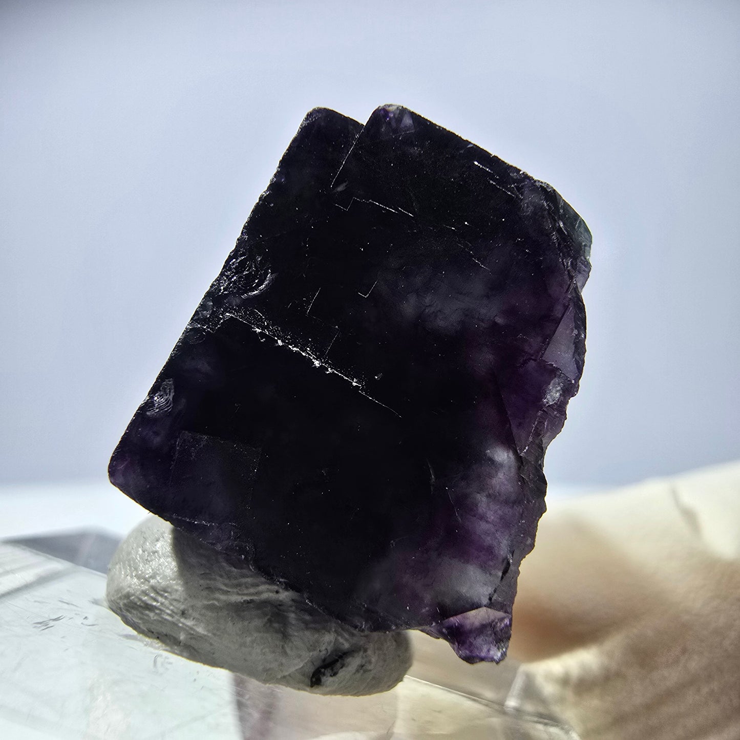 Rare cube de fluorite fantôme parqueté vert violet Okorusu Namibie 23*21*14mm