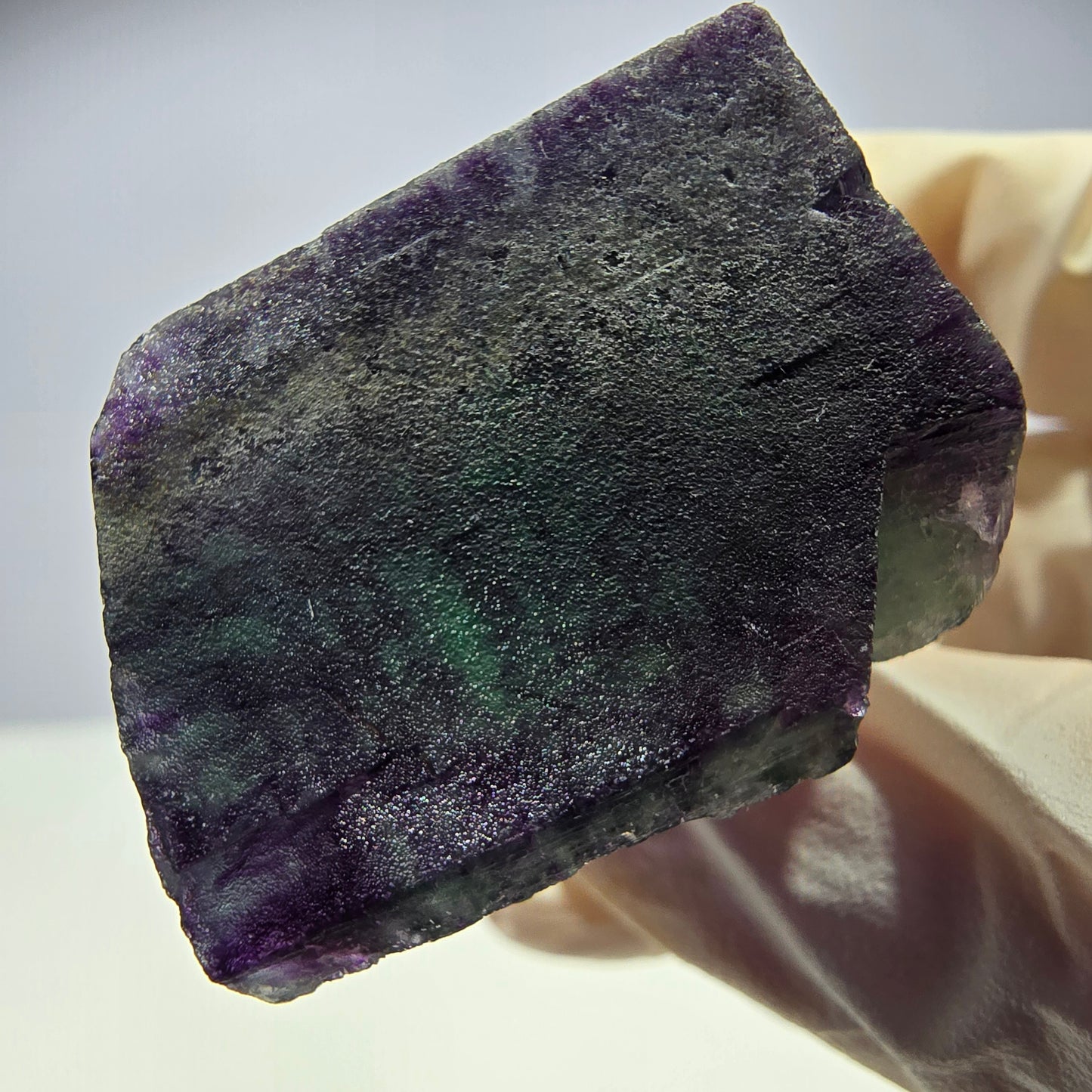 Rare cube de fluorite fantôme parqueté vert violet Okorusu Namibie 32*29*24mm