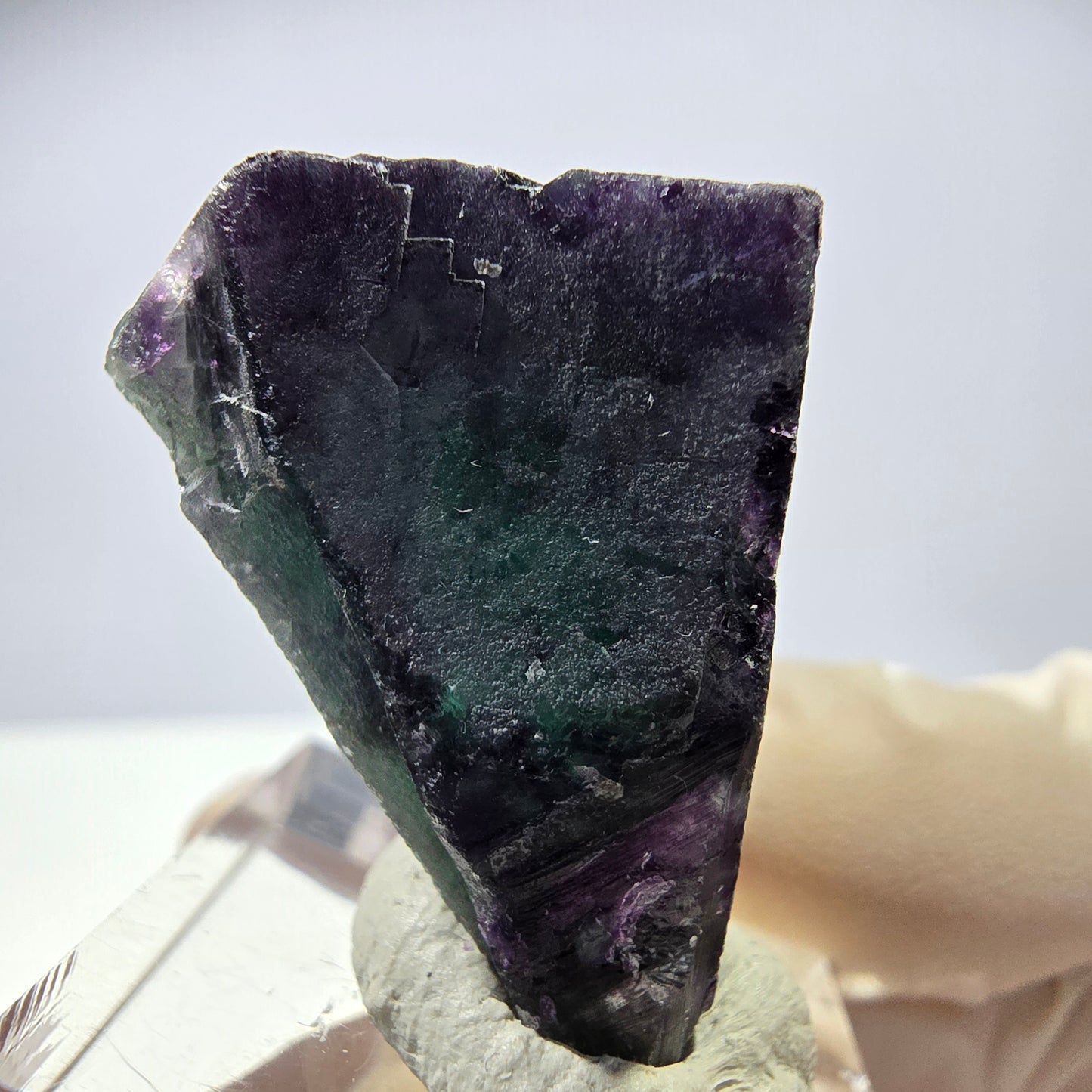 Rare cube de fluorite fantôme parqueté vert violet Okorusu Namibie 32*29*24mm