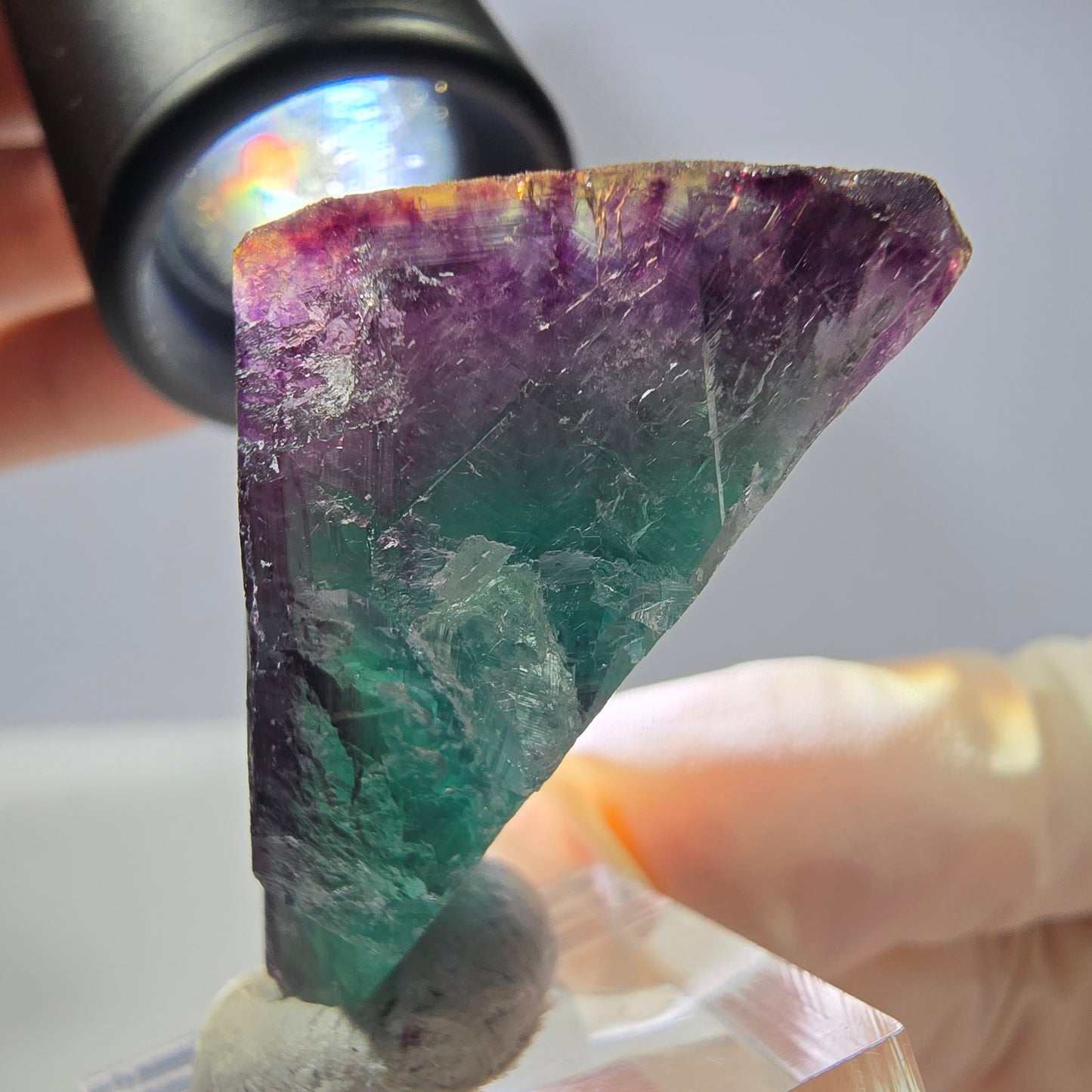 Rare cube de fluorite fantôme parqueté vert violet Okorusu Namibie 32*29*24mm