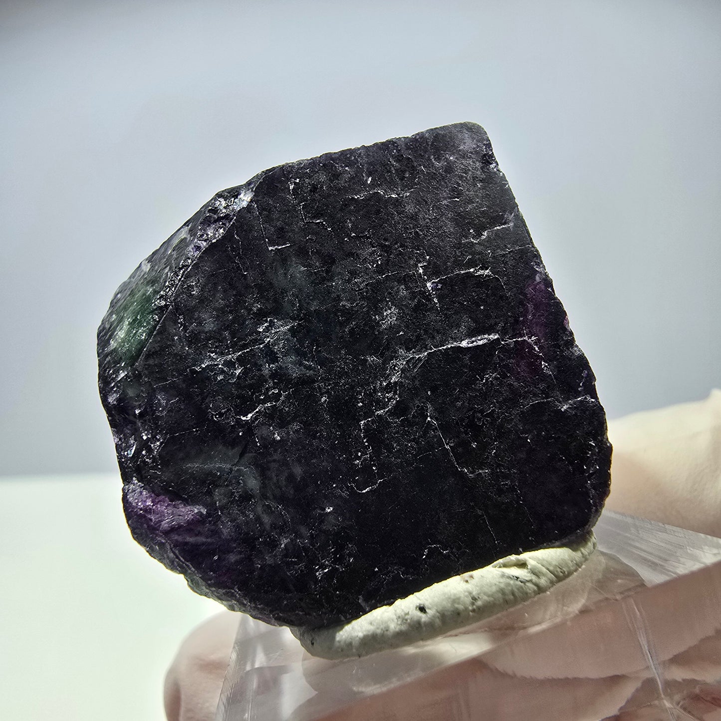 Rare cube de fluorite fantôme parqueté vert violet Okorusu Namibie 31*30*25mm