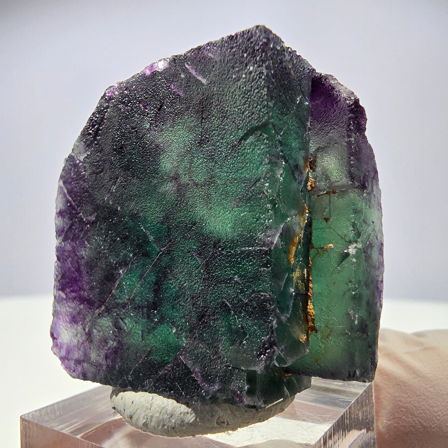 Rare cube de fluorite fantôme parqueté vert violet Okorusu Namibie 35*35*25mm