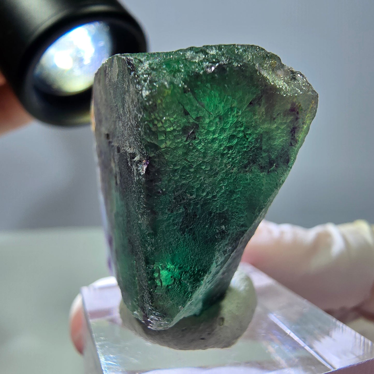 Rare cube de fluorite fantôme parqueté vert violet Okorusu Namibie 31*27*17mm