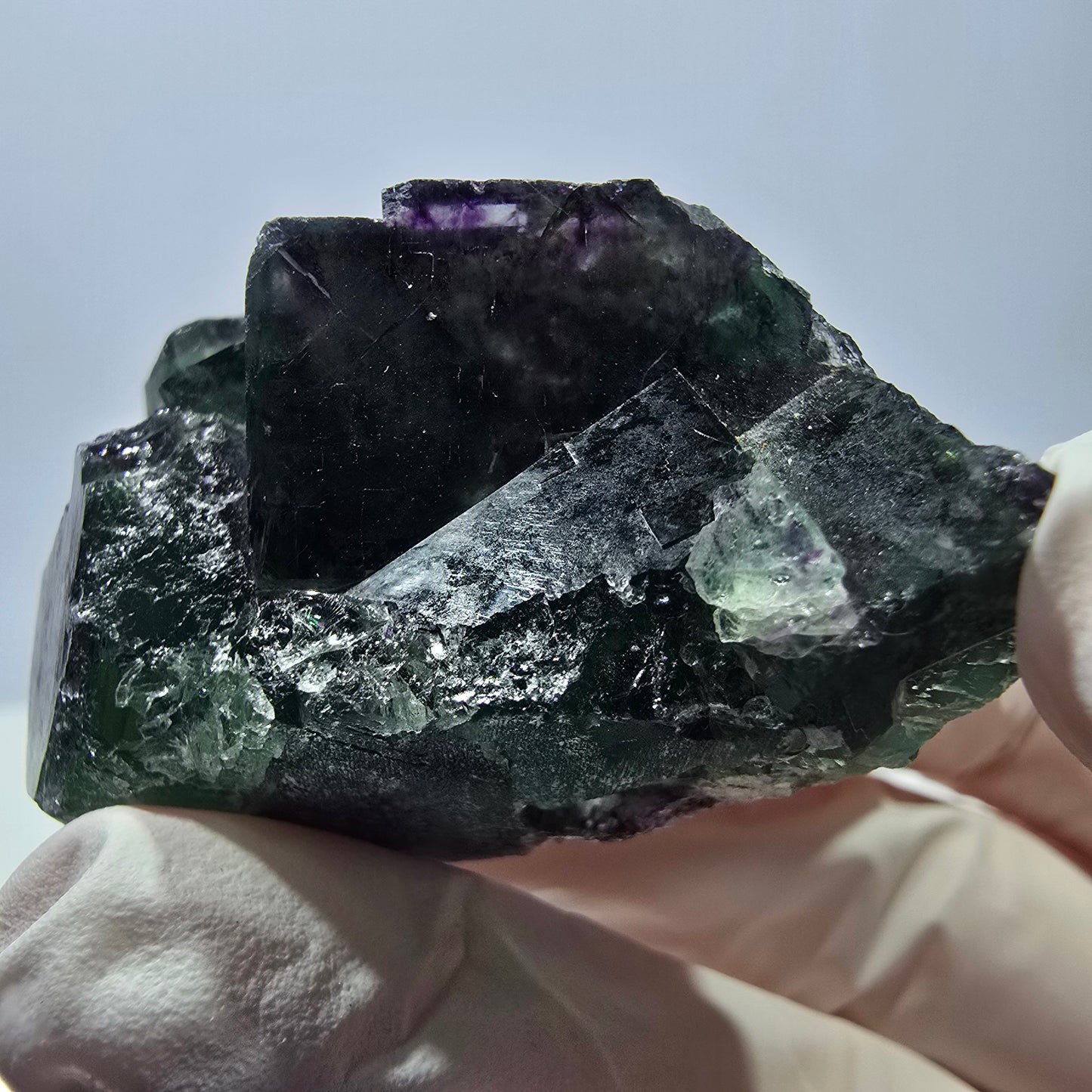 Spécimen de cube de fluorite fantôme parqueté vert violet Okorusu, Namibie 46*37*25 mm