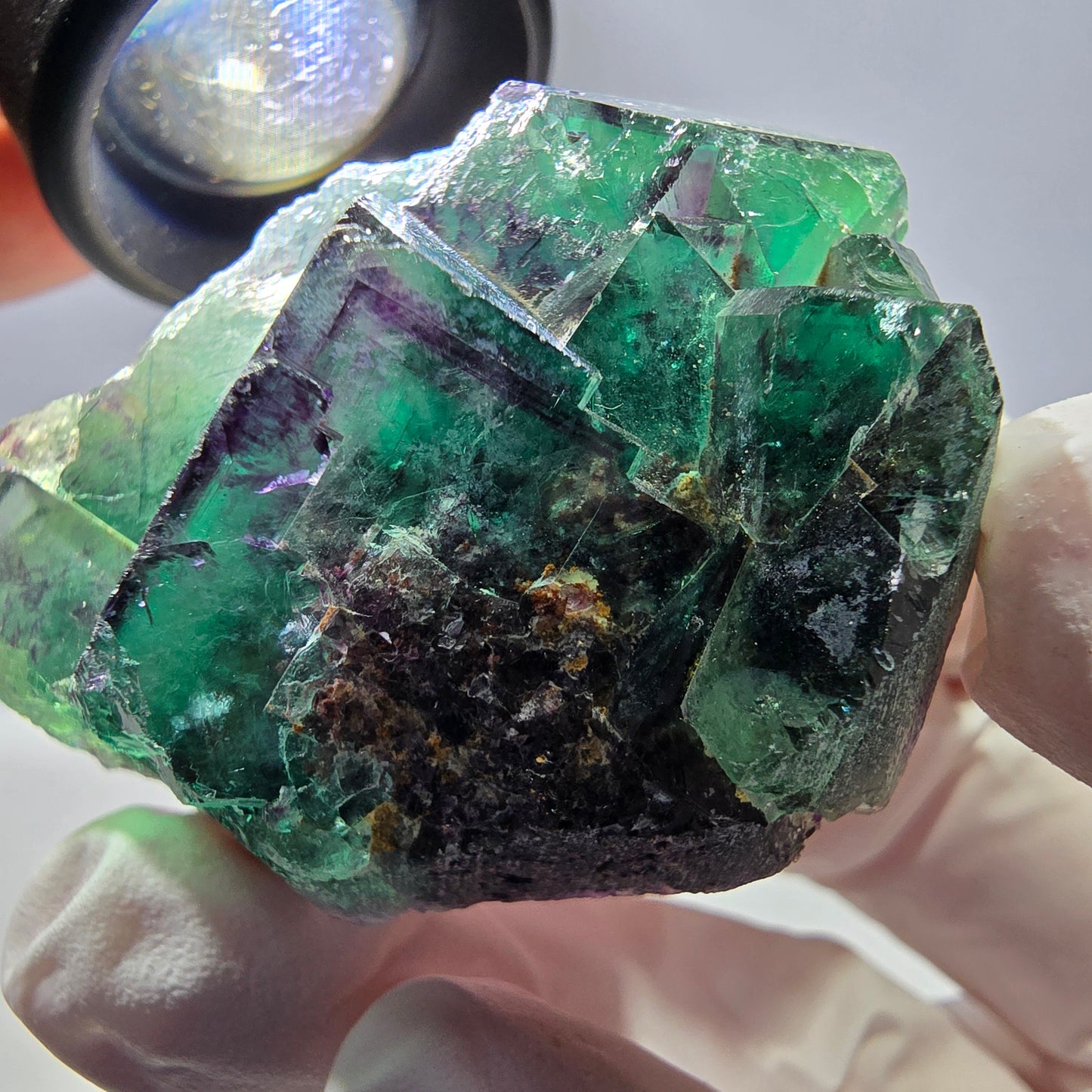 Spécimen de cube de fluorite fantôme parqueté vert violet Okorusu, Namibie 46*37*25 mm