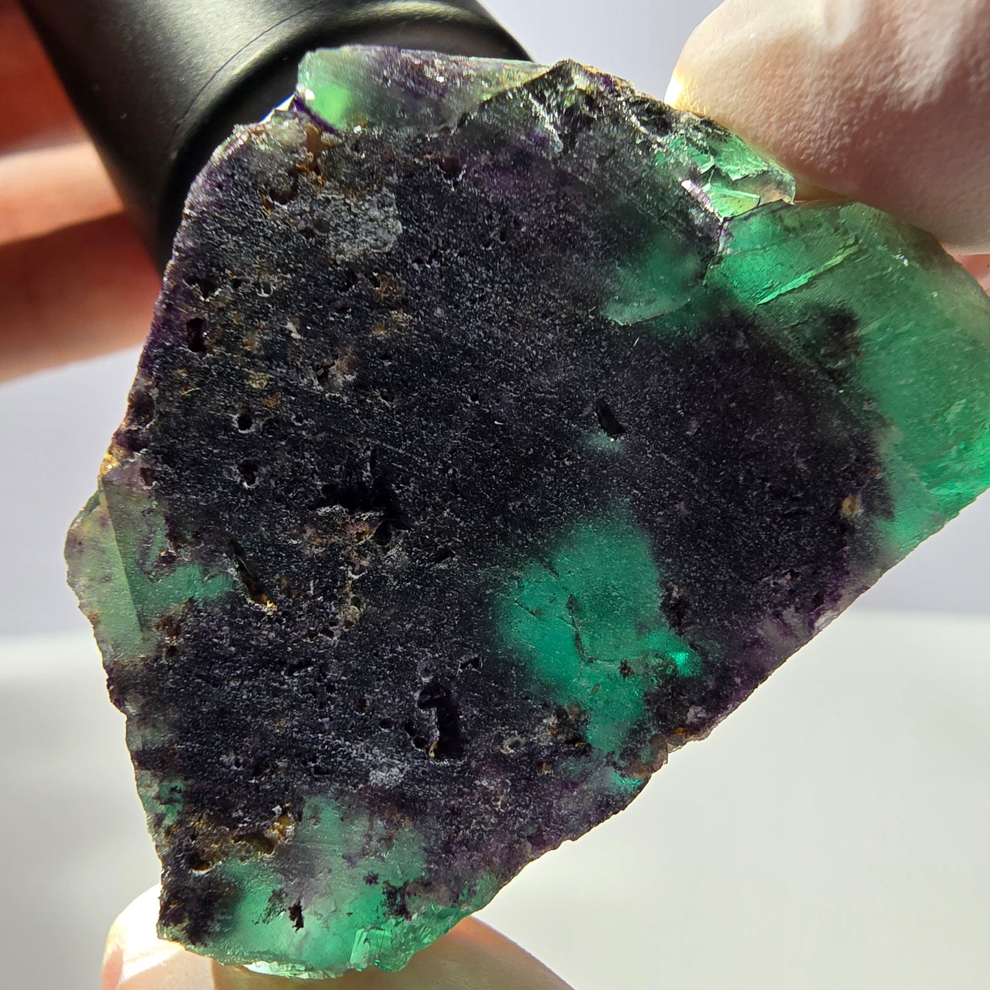 Spécimen de cube de fluorite fantôme parqueté vert violet Okorusu, Namibie 46*37*25 mm