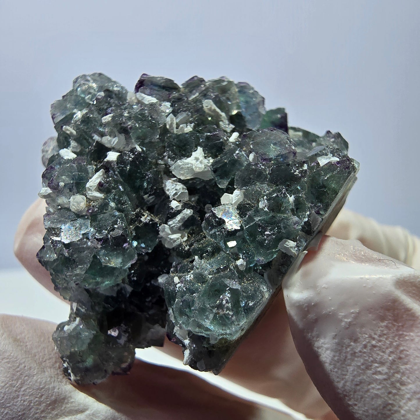 Spécimen de cube de fluorite fantôme, vert-violet zonal, Okorusu, Namibie, 35 x 35 x 28 mm