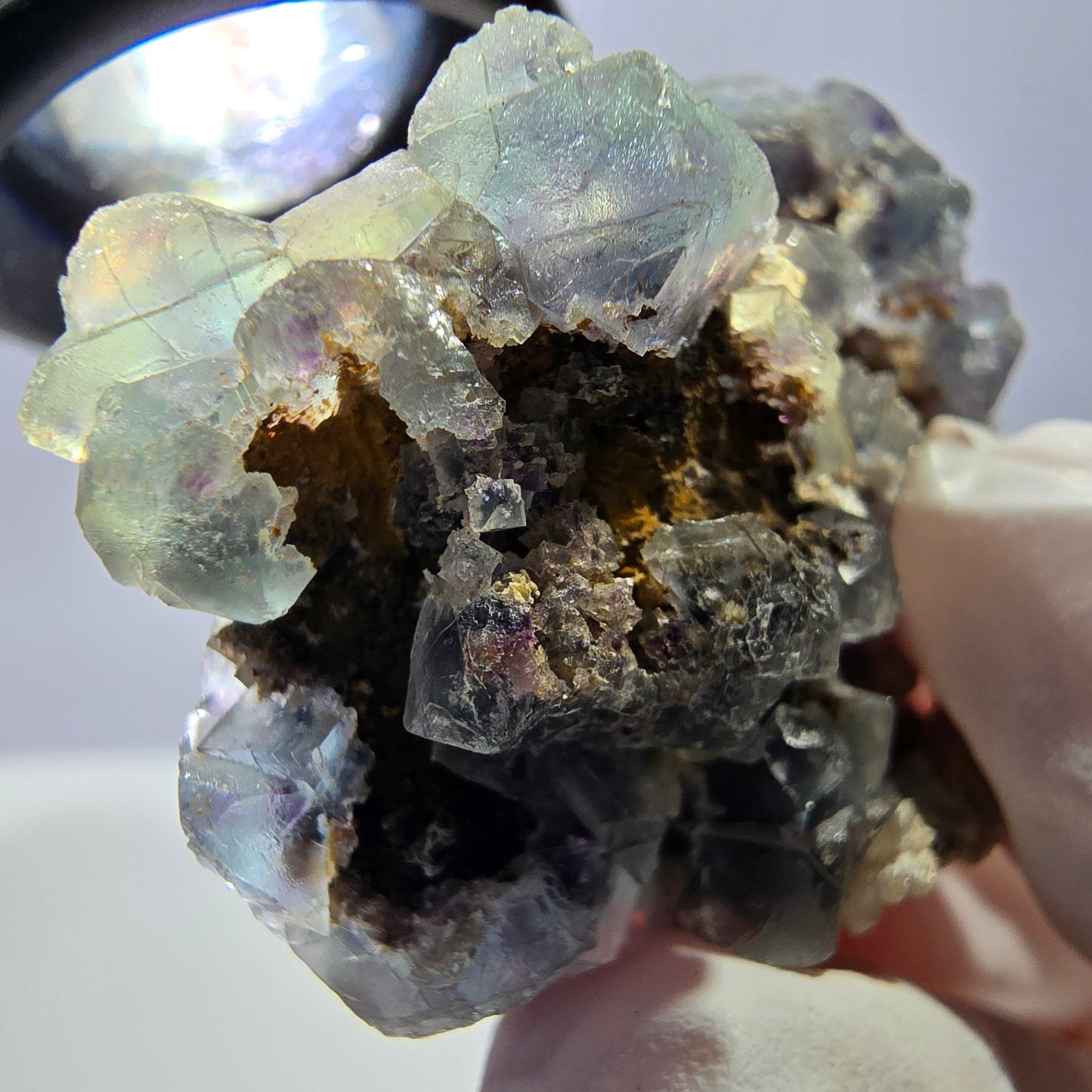 Cube de fluorite fantôme, spécimen de quartz vert violet, Okorusu, Namibie, 43 x 32 x 20 mm