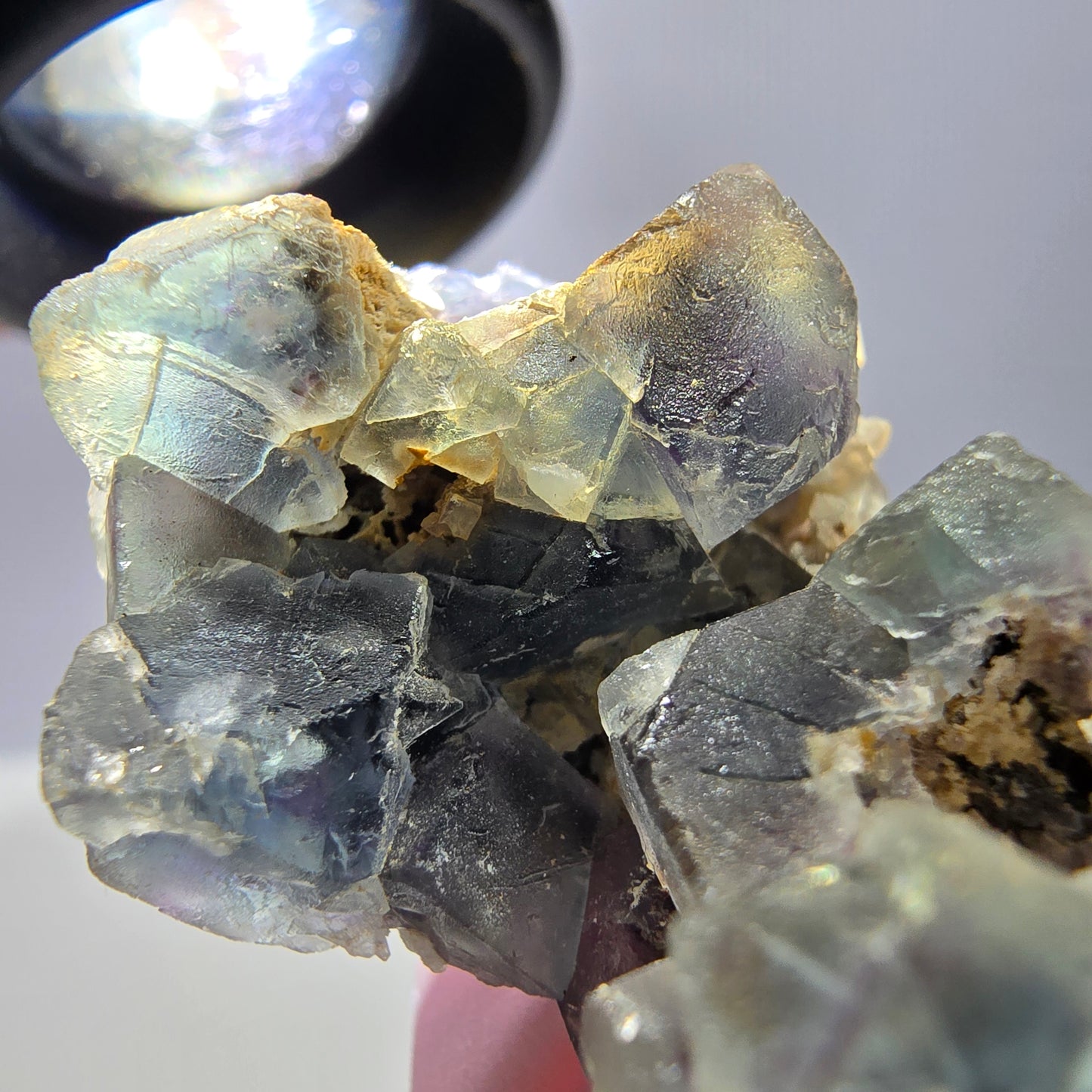 Cube de fluorite fantôme, spécimen de quartz vert violet, Okorusu, Namibie, 43 x 32 x 20 mm
