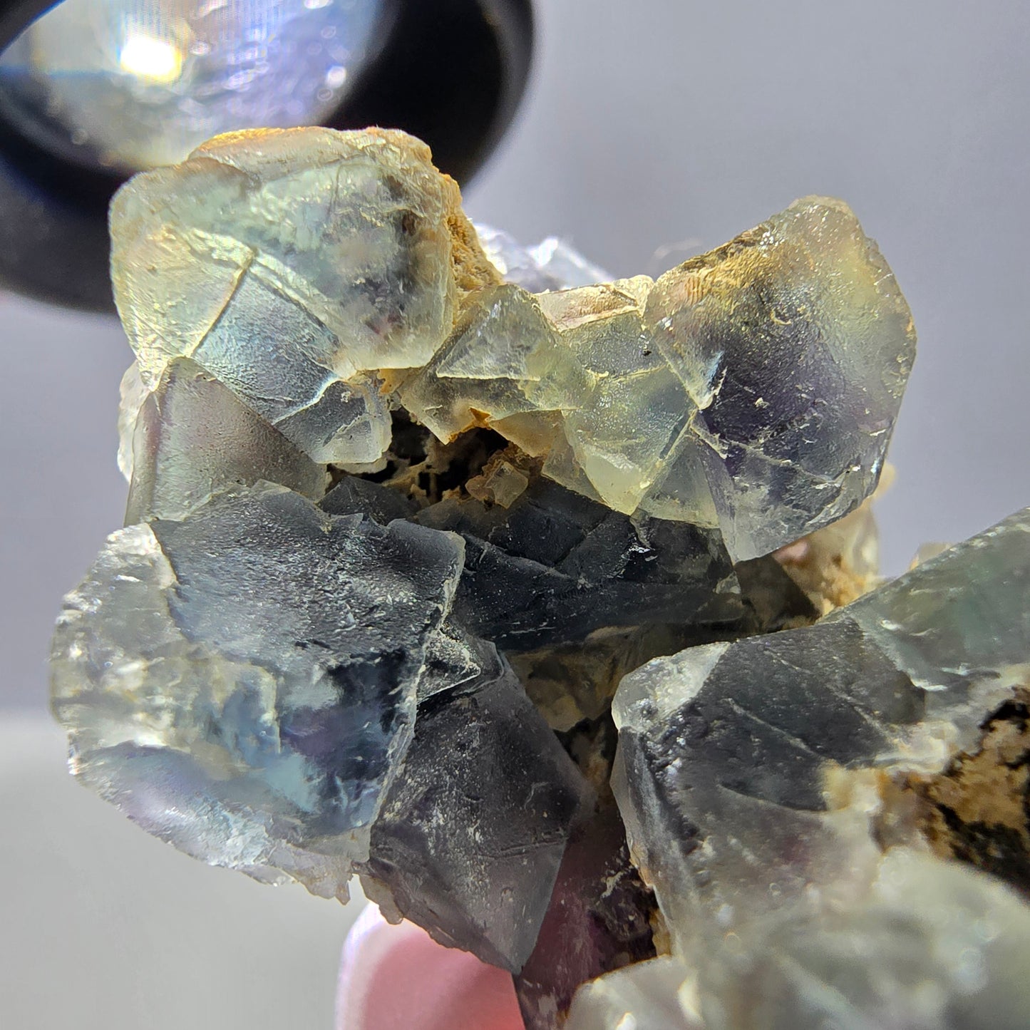 Cube de fluorite fantôme, spécimen de quartz vert violet, Okorusu, Namibie, 43 x 32 x 20 mm