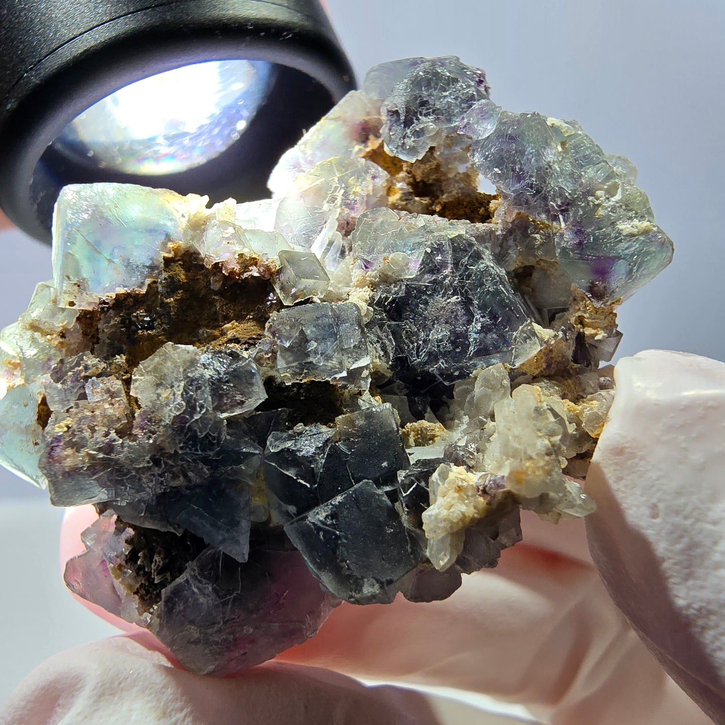 Cube de fluorite fantôme, spécimen de quartz vert violet, Okorusu, Namibie, 43 x 32 x 20 mm