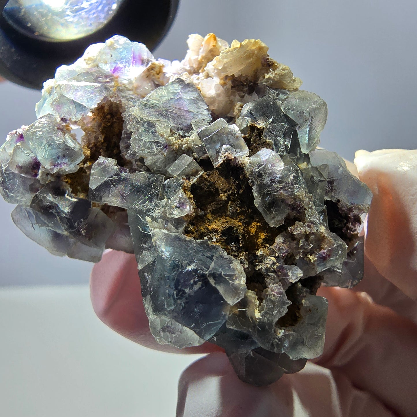 Cube de fluorite fantôme, spécimen de quartz vert violet, Okorusu, Namibie, 43 x 32 x 20 mm