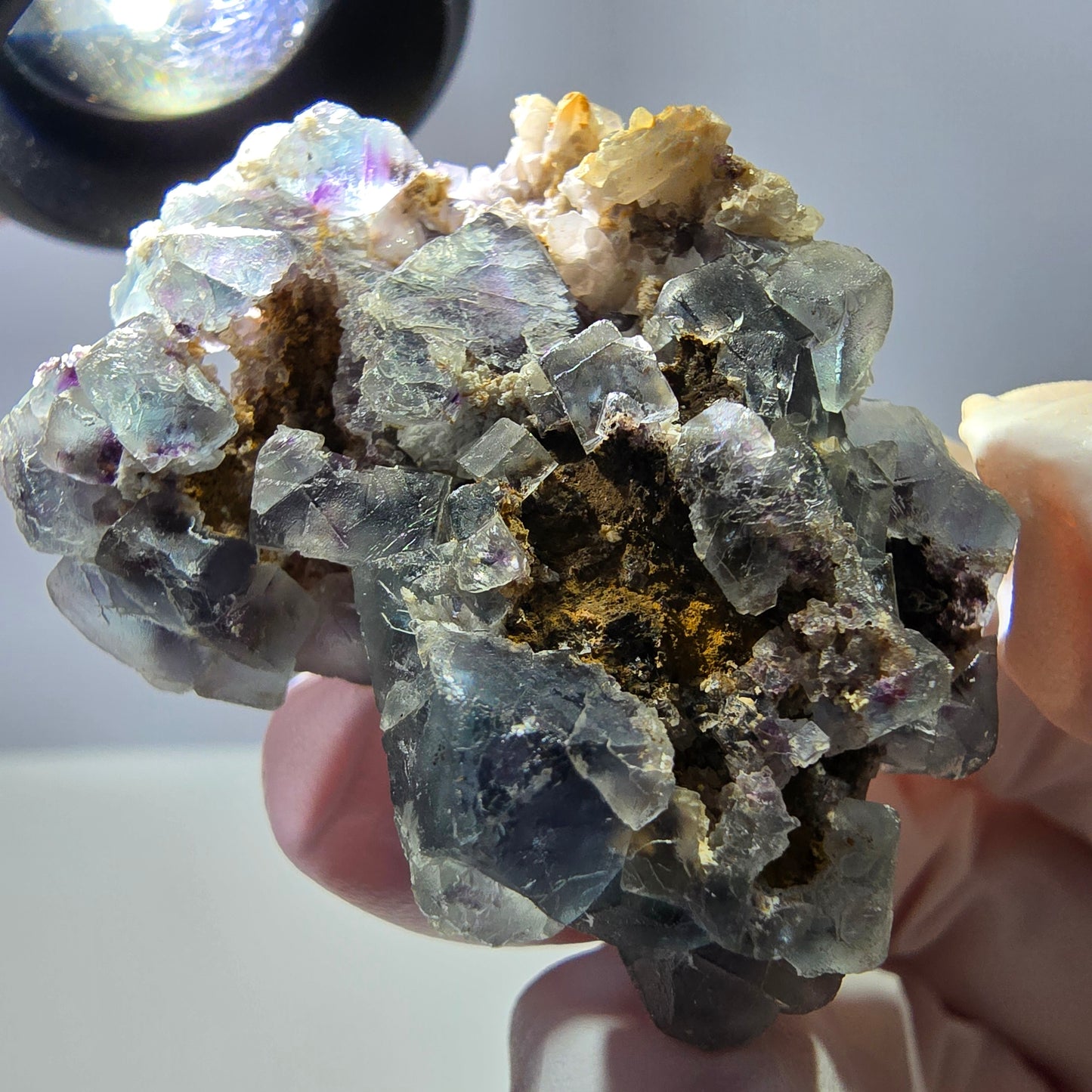 Cube de fluorite fantôme, spécimen de quartz vert violet, Okorusu, Namibie, 43 x 32 x 20 mm