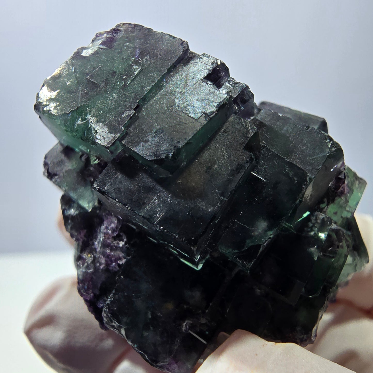 Spécimen de cube de fluorite fantôme parqueté vert violet Okorusu, Namibie 45*42*35 mm