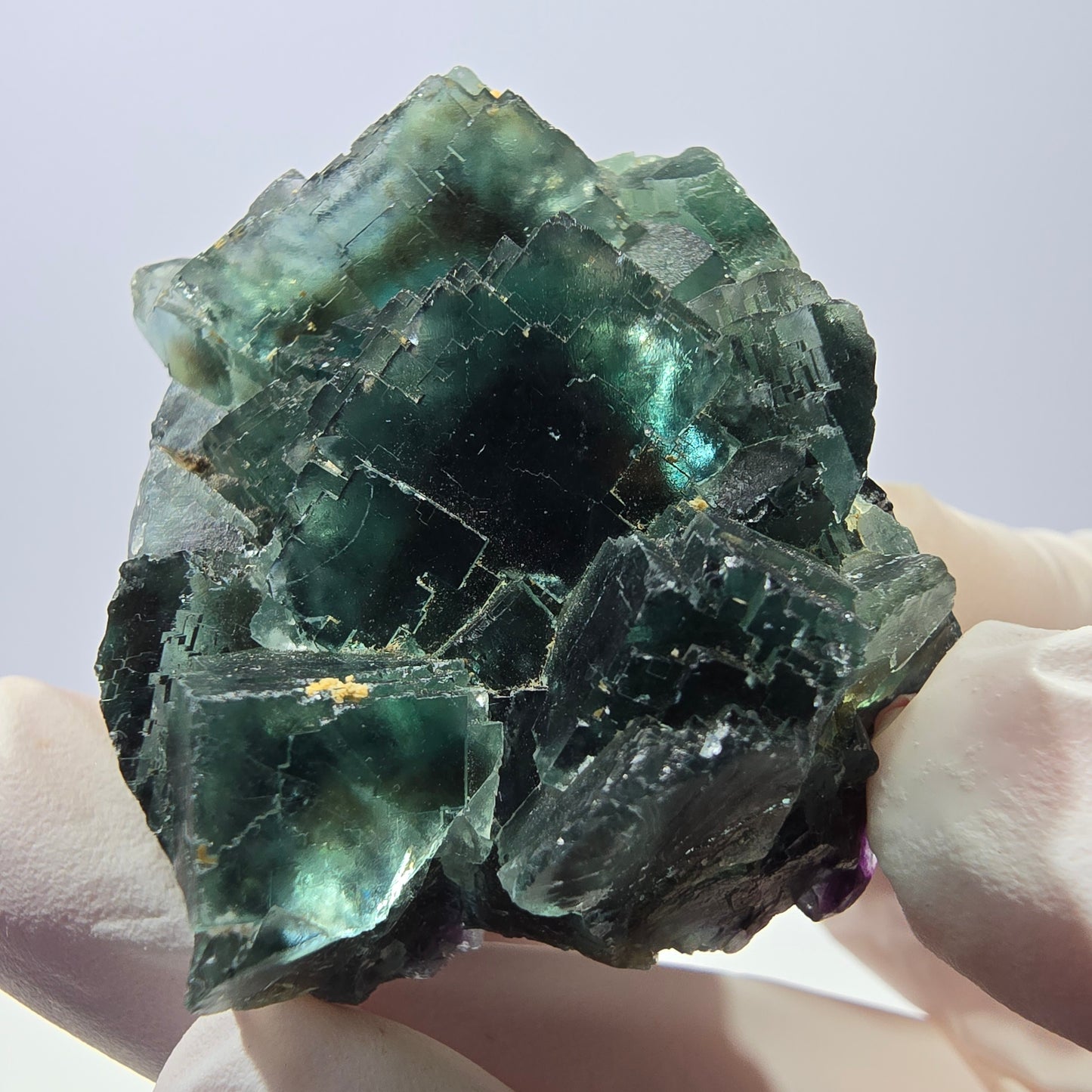 Spécimen de cube de fluorite fantôme parqueté vert violet Okorusu, Namibie 42*38*24mm