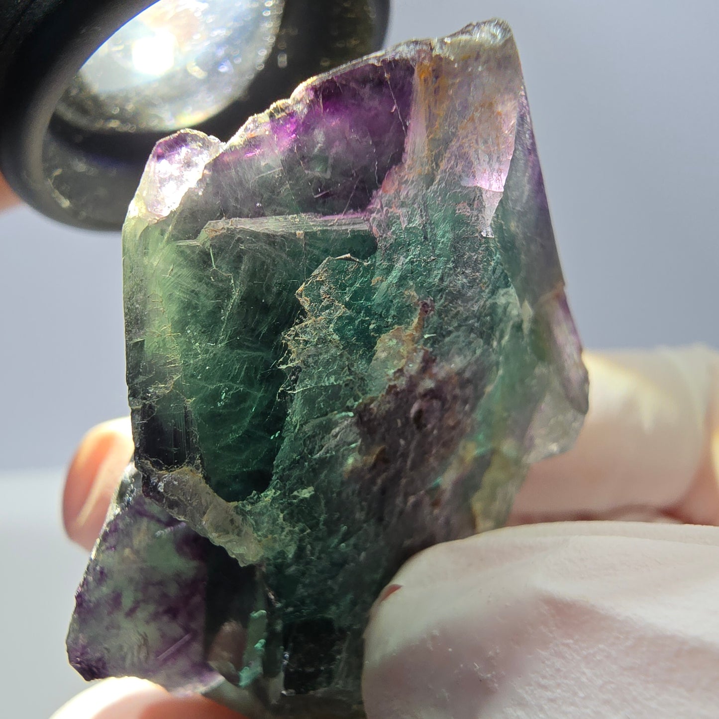 Spécimen de cube de fluorite fantôme parqueté vert violet Okorusu, Namibie 45*40*33mm