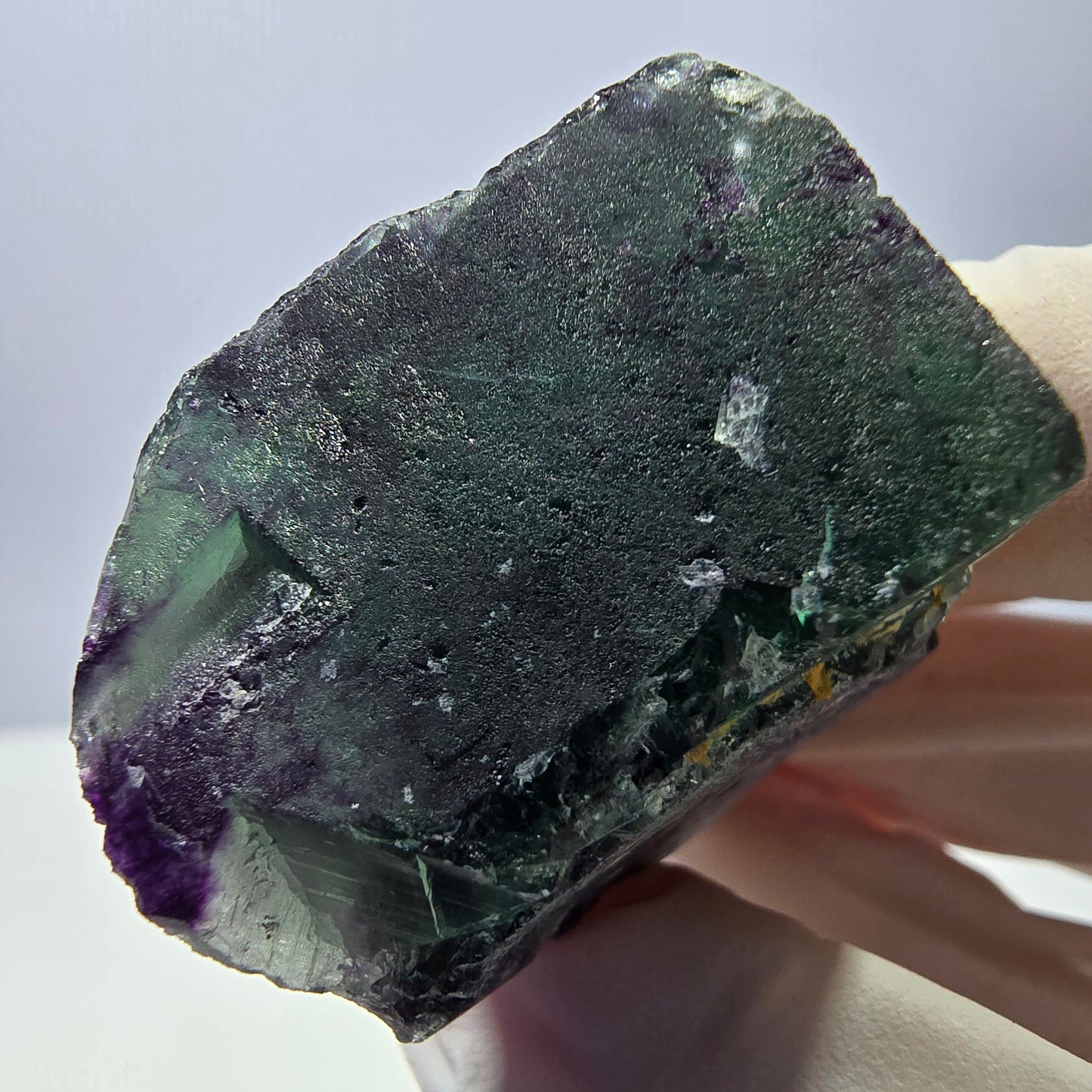Spécimen de cube de fluorite fantôme parqueté vert violet Okorusu, Namibie 34*33*25 mm