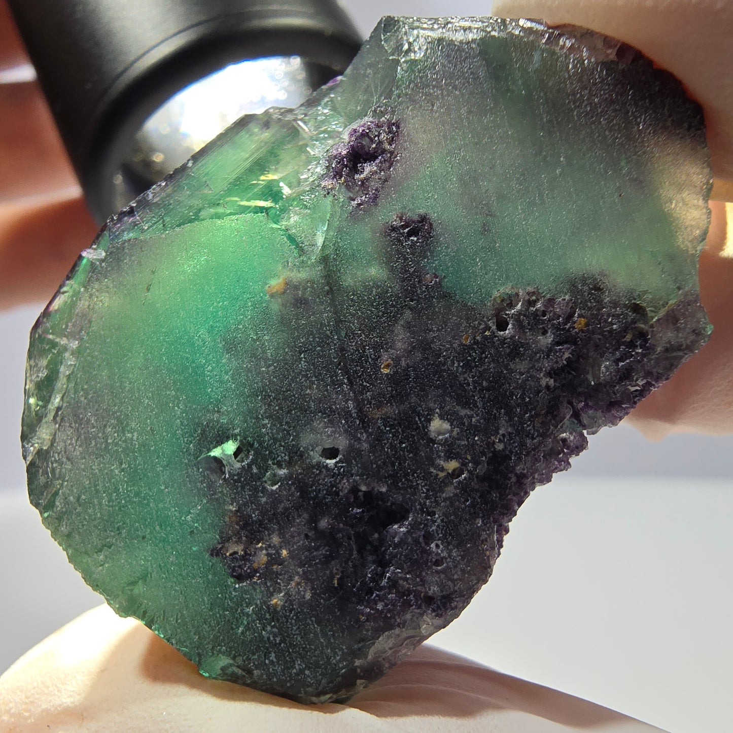 Spécimen de cube de fluorite fantôme parqueté vert violet Okorusu, Namibie 34*33*25 mm