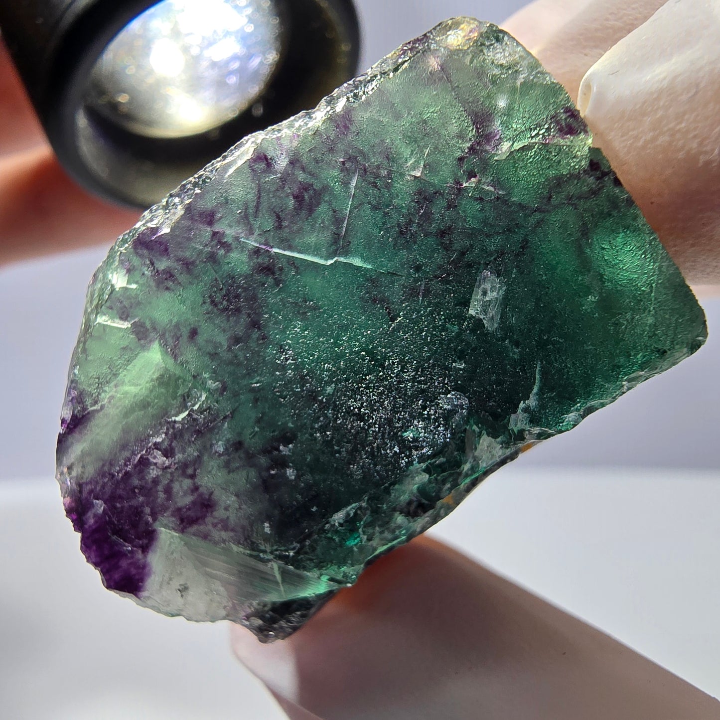 Spécimen de cube de fluorite fantôme parqueté vert violet Okorusu, Namibie 34*33*25 mm