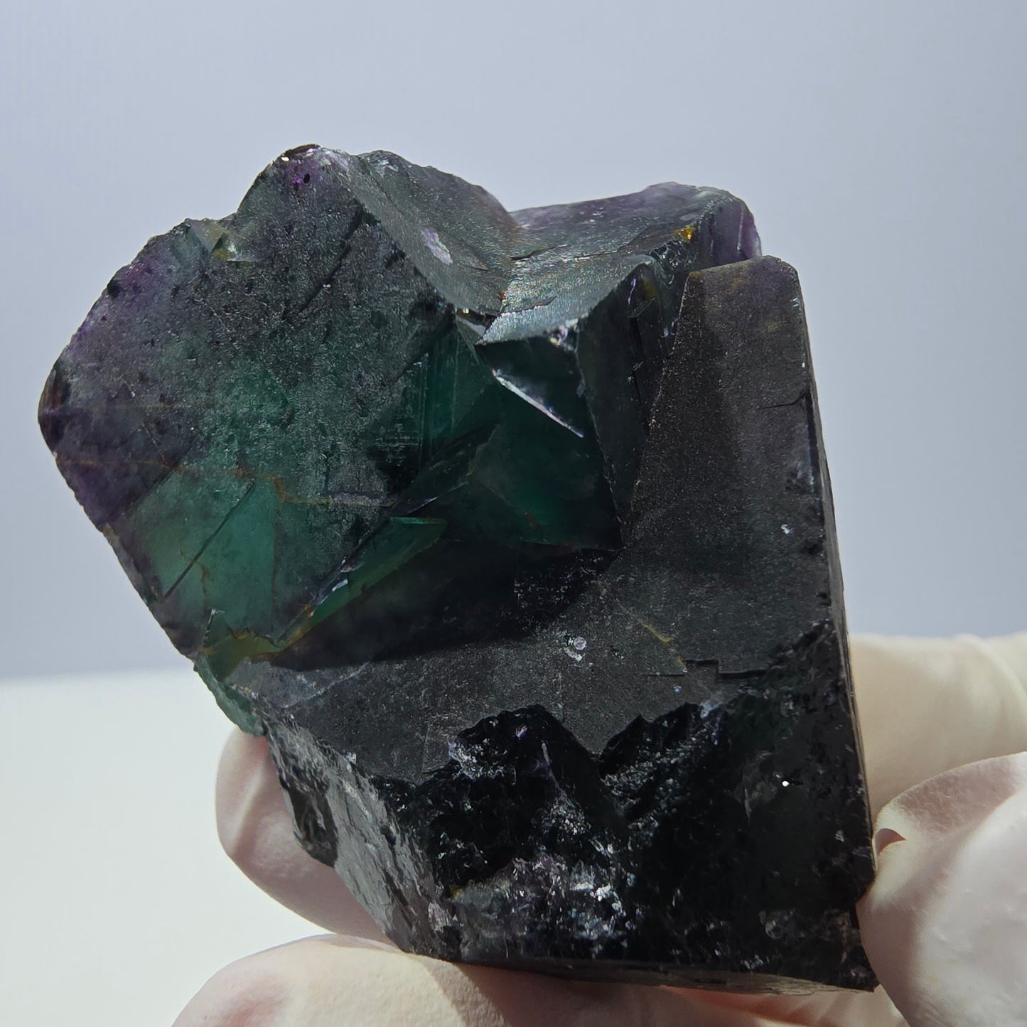 Spécimen de cube de fluorite fantôme parqueté vert violet Okorusu, Namibie 51*41*28 mm