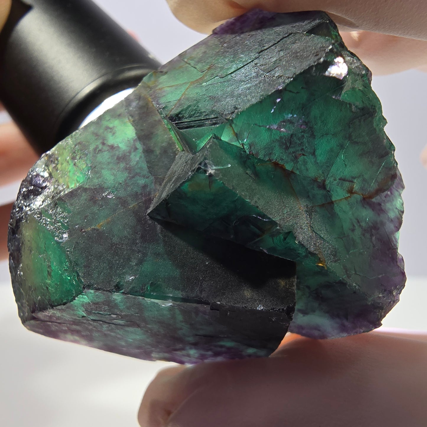 Spécimen de cube de fluorite fantôme parqueté vert violet Okorusu, Namibie 51*41*28 mm