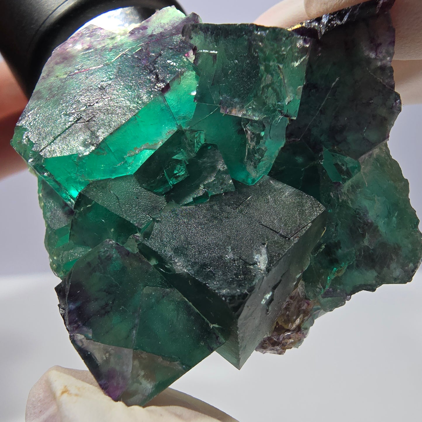 Spécimen de cube de fluorite fantôme parqueté vert violet Okorusu, Namibie 44*42*24 mm
