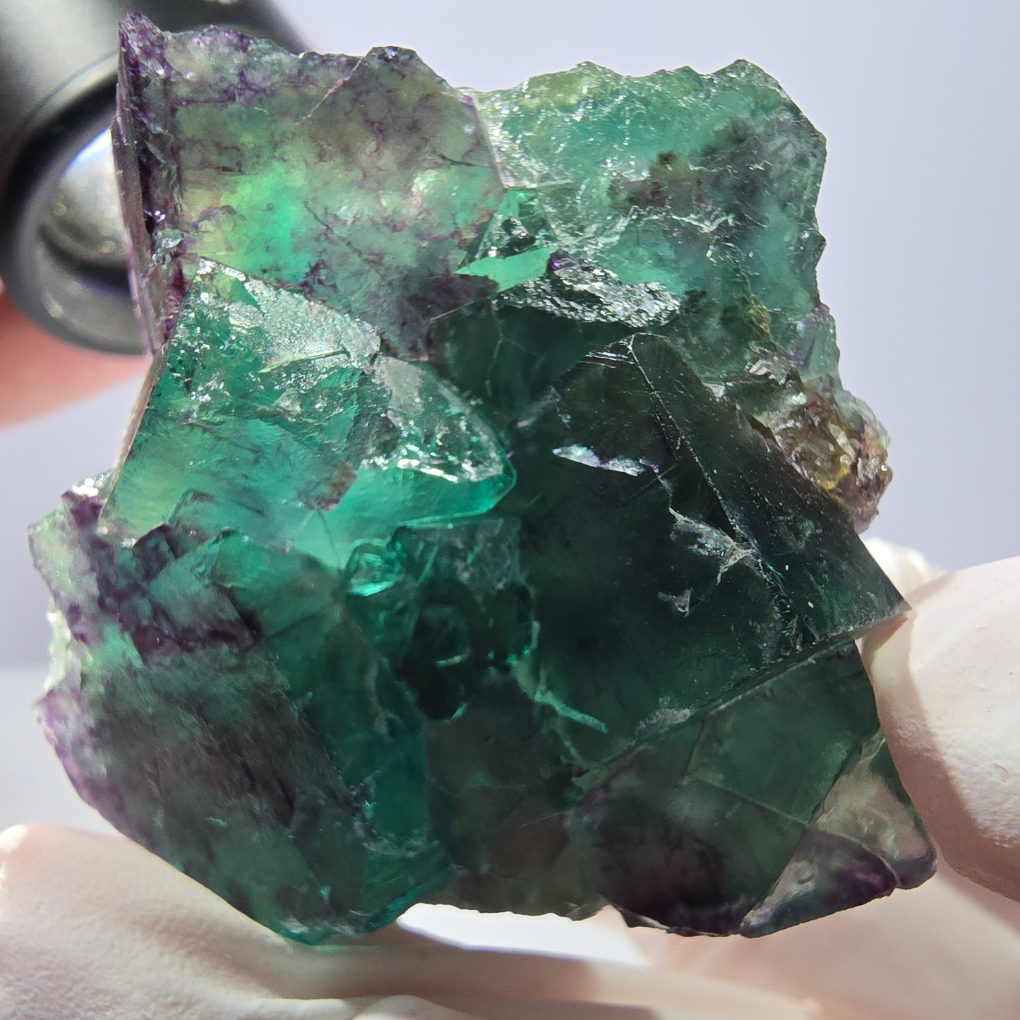 Spécimen de cube de fluorite fantôme parqueté vert violet Okorusu, Namibie 44*42*24 mm
