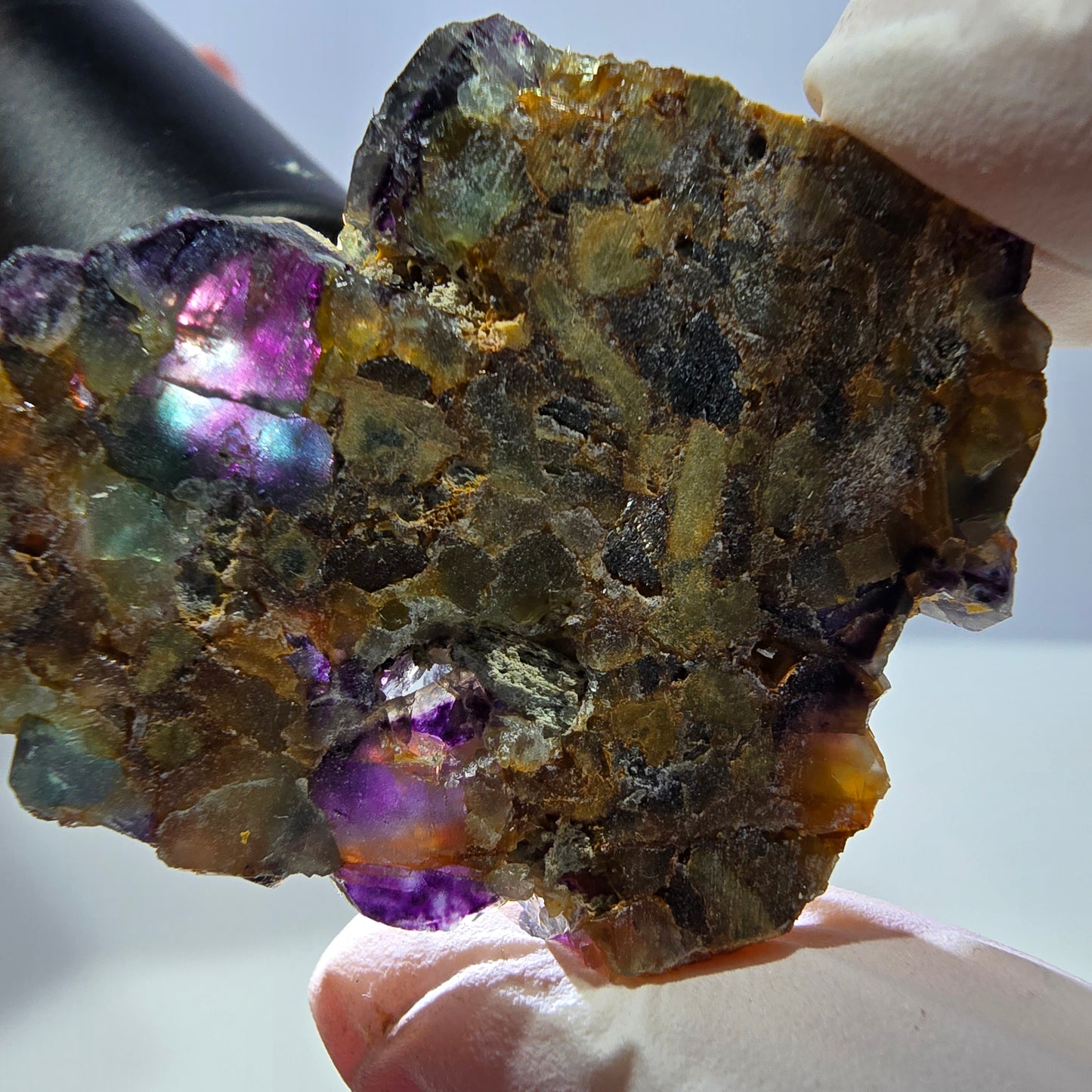 Rare spécimen de cube de fluorite fantôme, vert violet jaune Okorusu, Namibie 48 x 39 x 14 mm