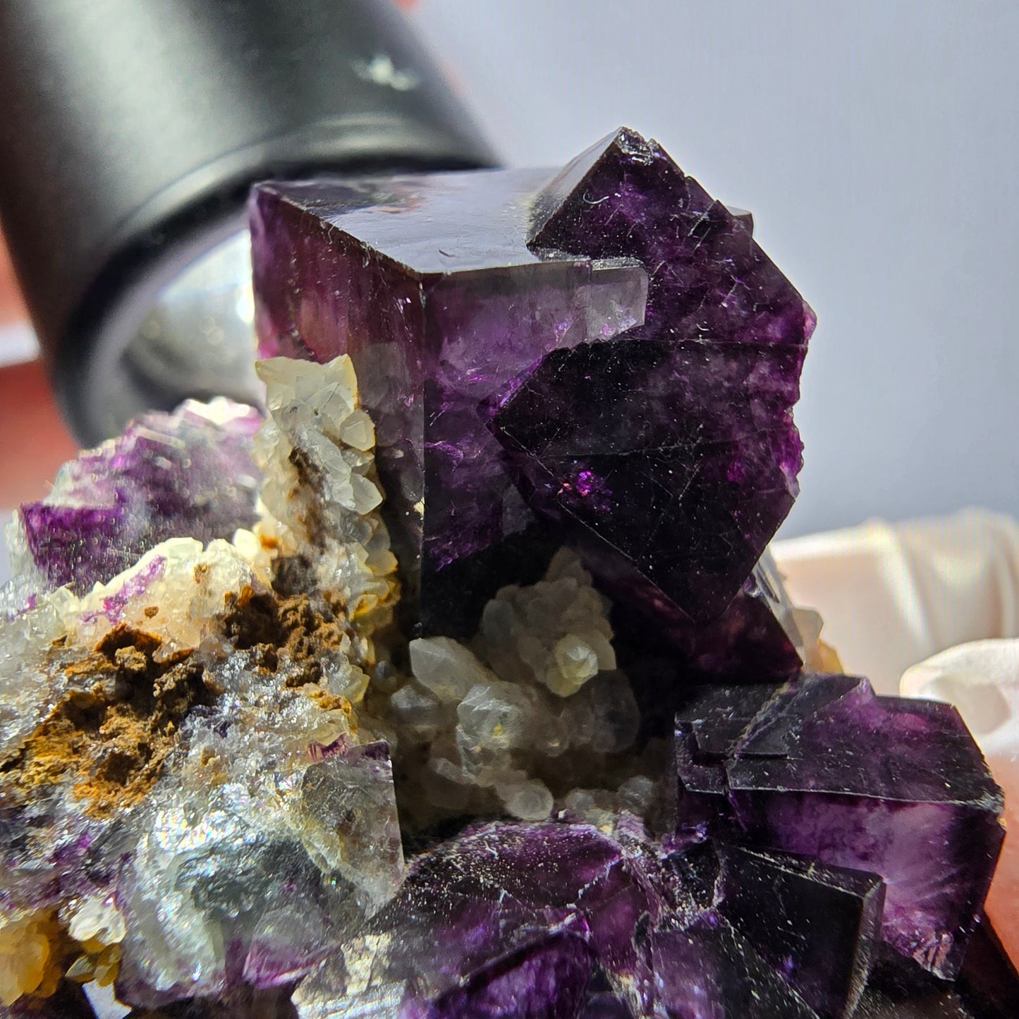 Cube de fluorite fantôme, spécimen de quartz vert violet, Okorusu, Namibie, 62 x 35 x 29 mm