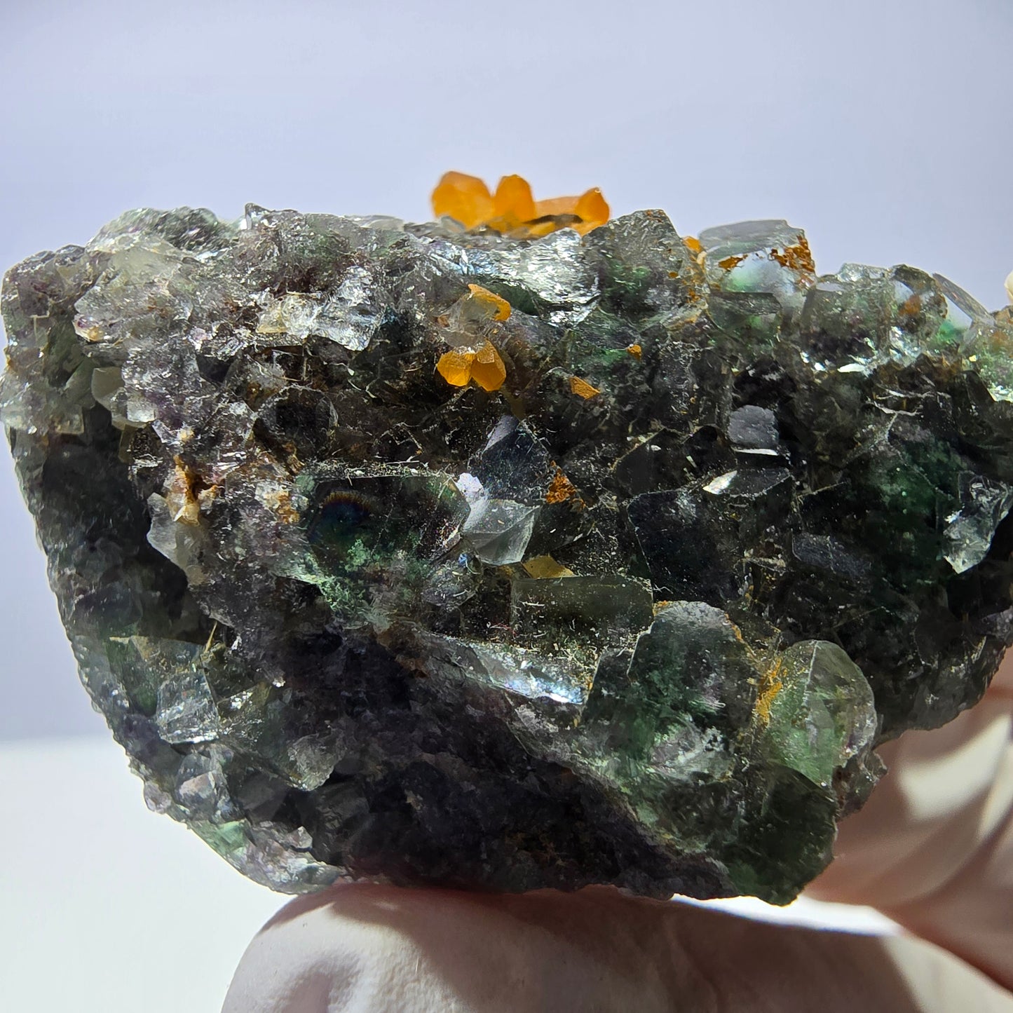 Cube de fluorite fantôme, spécimen de quartz ferreux rouge, Okorusu, Namibie, 58 x 38 x 19 mm