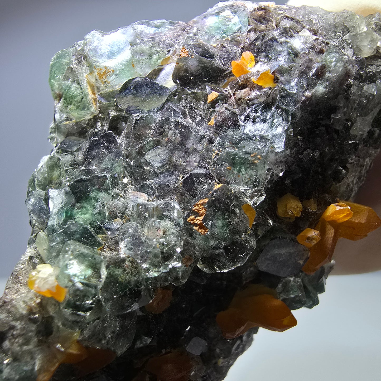 Cube de fluorite fantôme, spécimen de quartz ferreux rouge, Okorusu, Namibie, 58 x 38 x 19 mm