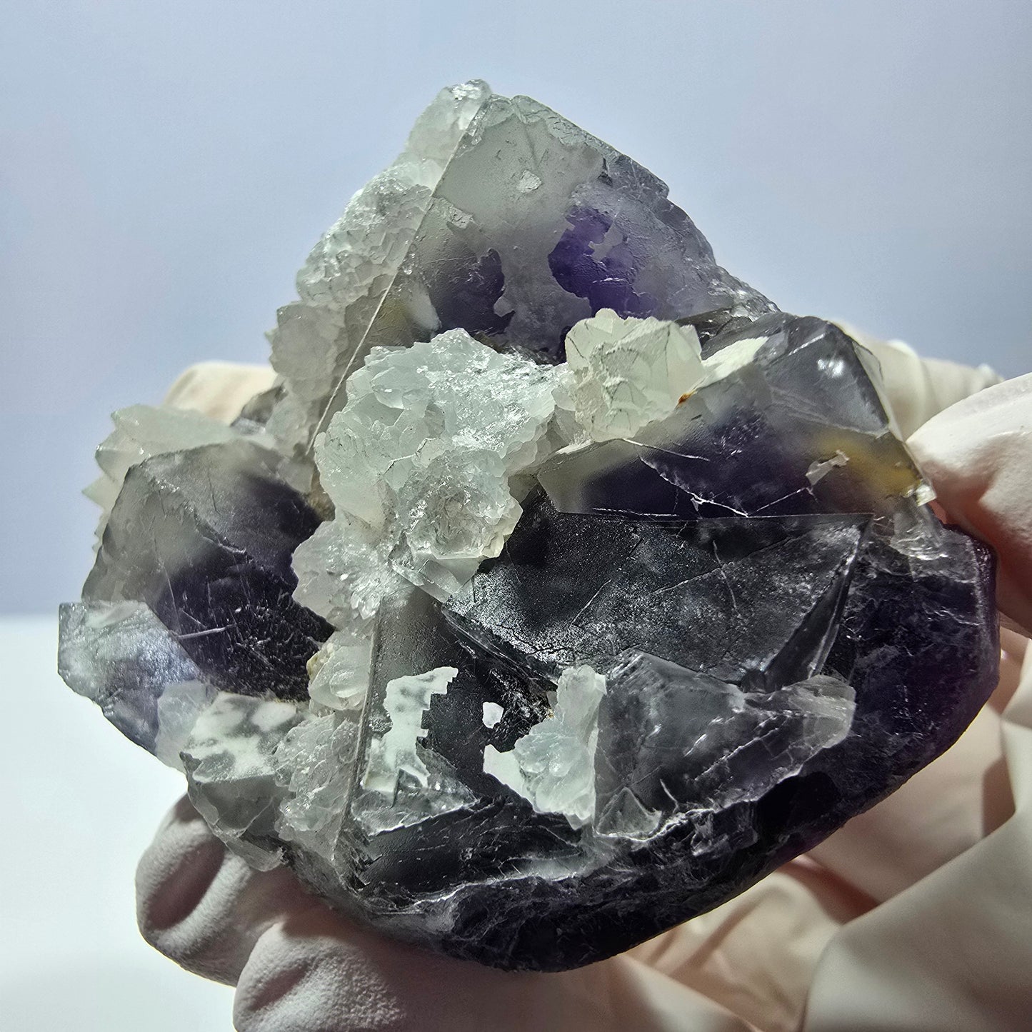 Rare cube de fluorite fantôme, spécimen de quartz violet Okorusu, Namibie, 53 x 42 x 24 mm