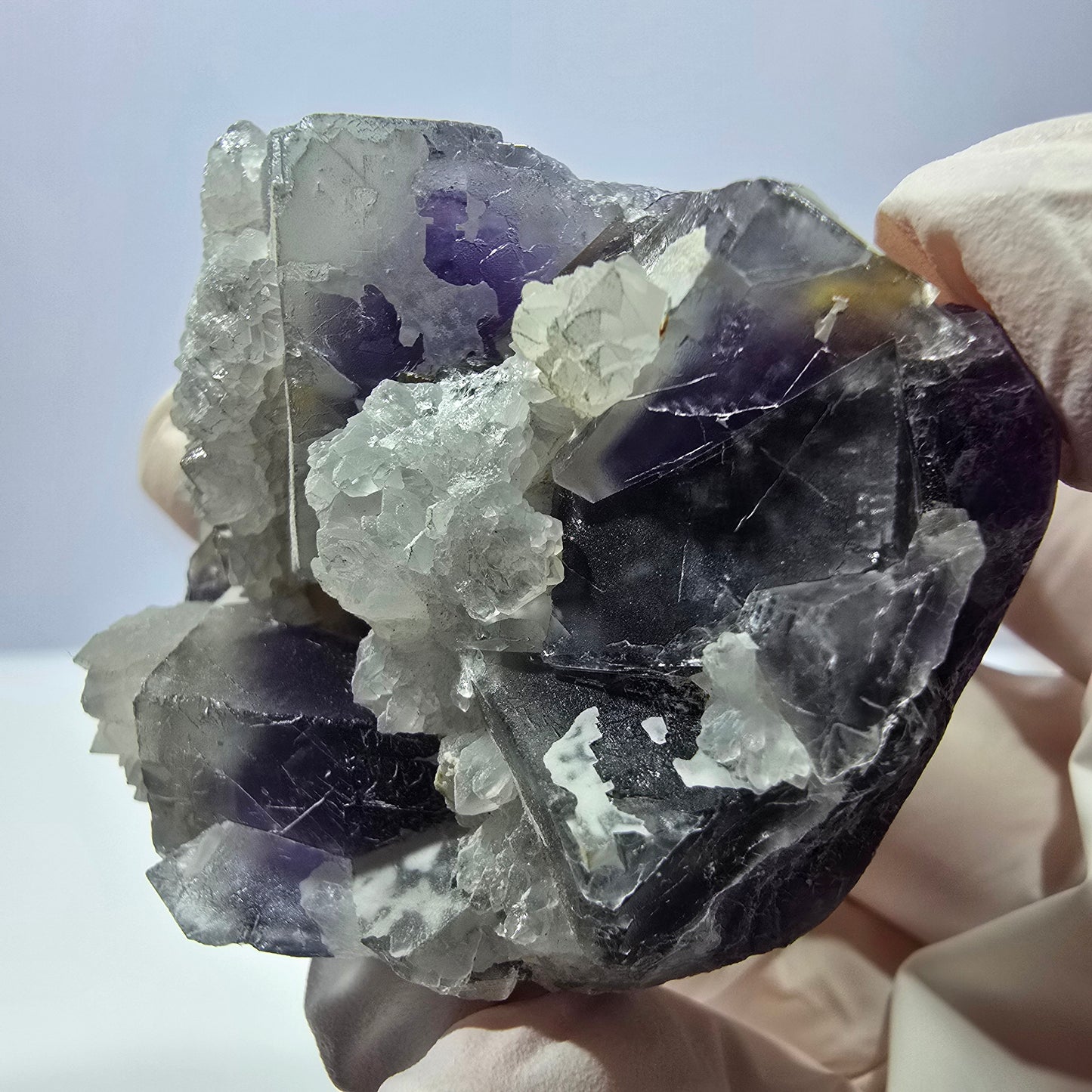 Rare cube de fluorite fantôme, spécimen de quartz violet Okorusu, Namibie, 53 x 42 x 24 mm