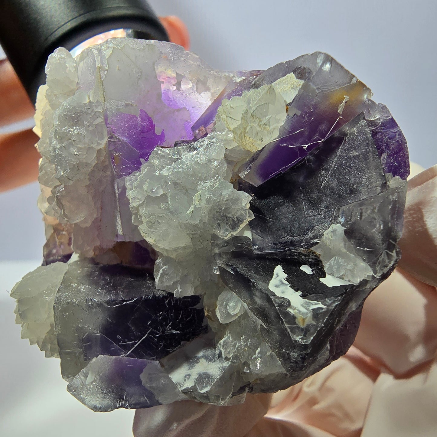 Rare cube de fluorite fantôme, spécimen de quartz violet Okorusu, Namibie, 53 x 42 x 24 mm