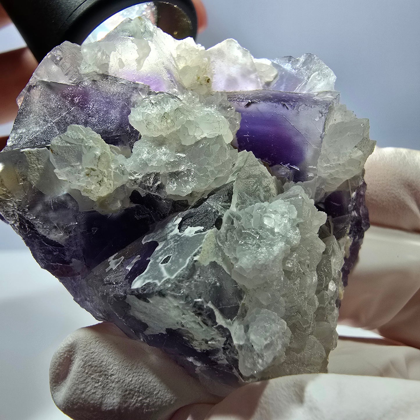 Rare cube de fluorite fantôme, spécimen de quartz violet Okorusu, Namibie, 53 x 42 x 24 mm