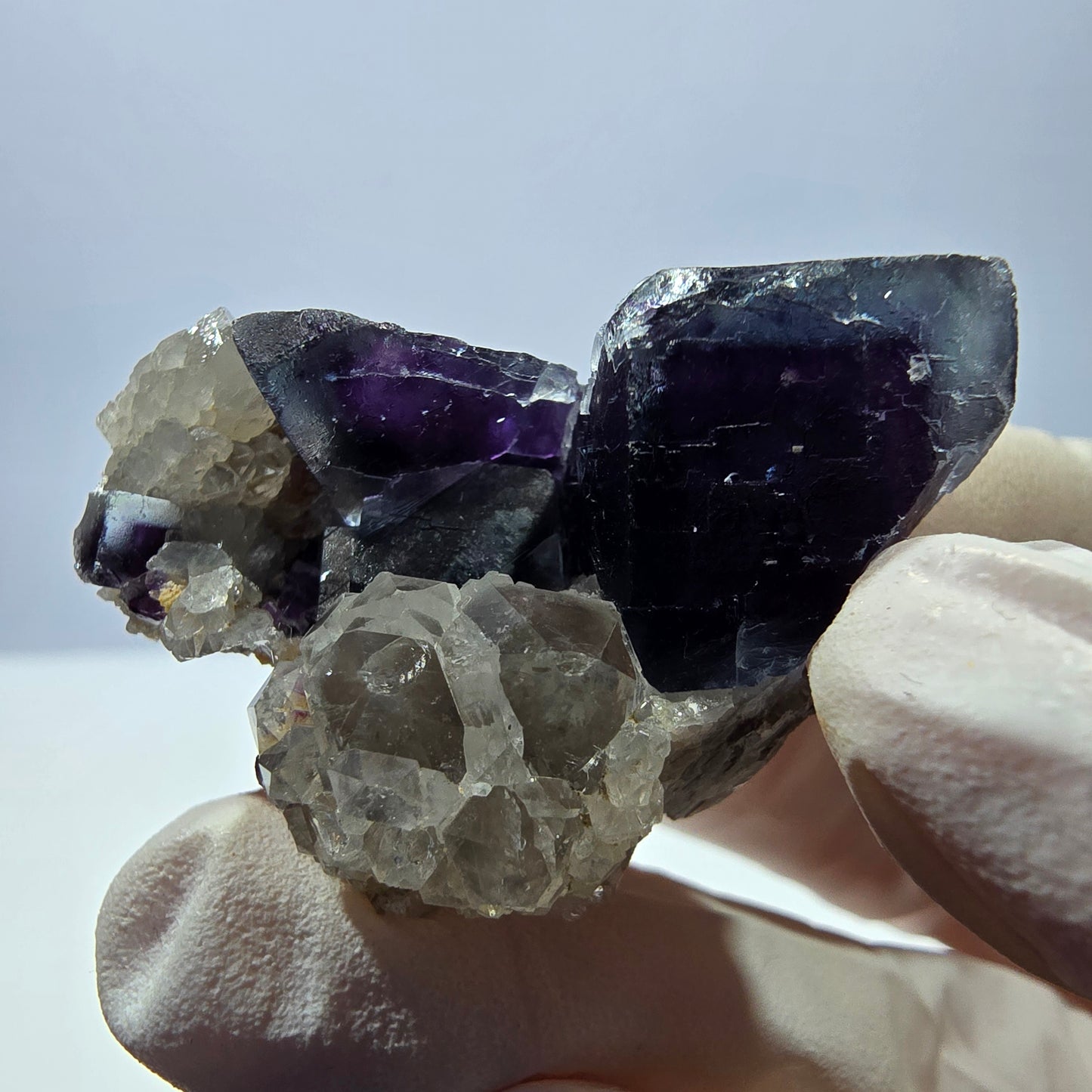 Rare cube de fluorite fantôme, spécimen de quartz violet Okorusu, Namibie, 42 x 30 x 24 mm