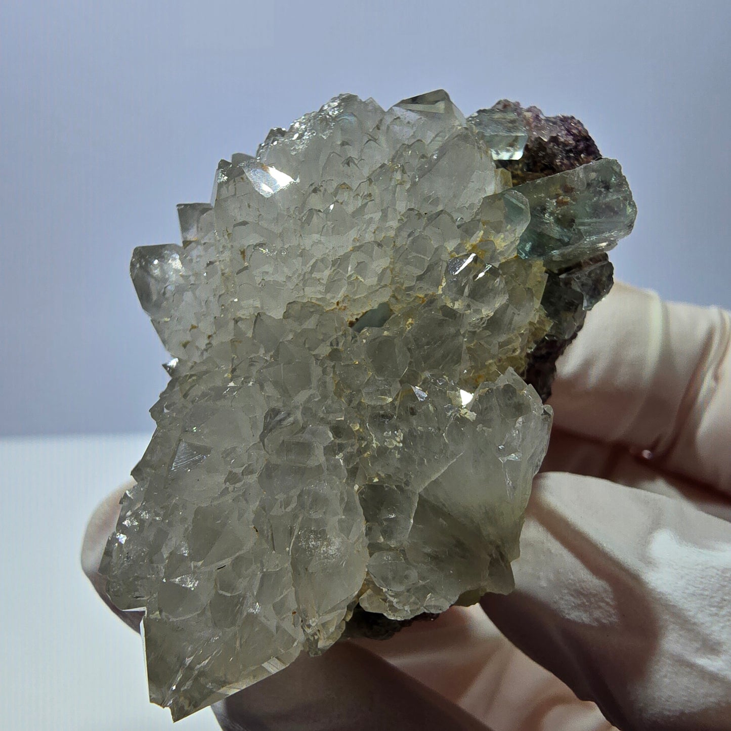 Rare cube de fluorite fantôme, spécimen de quartz vert Okorusu, Namibie, 48 x 38 x 32 mm