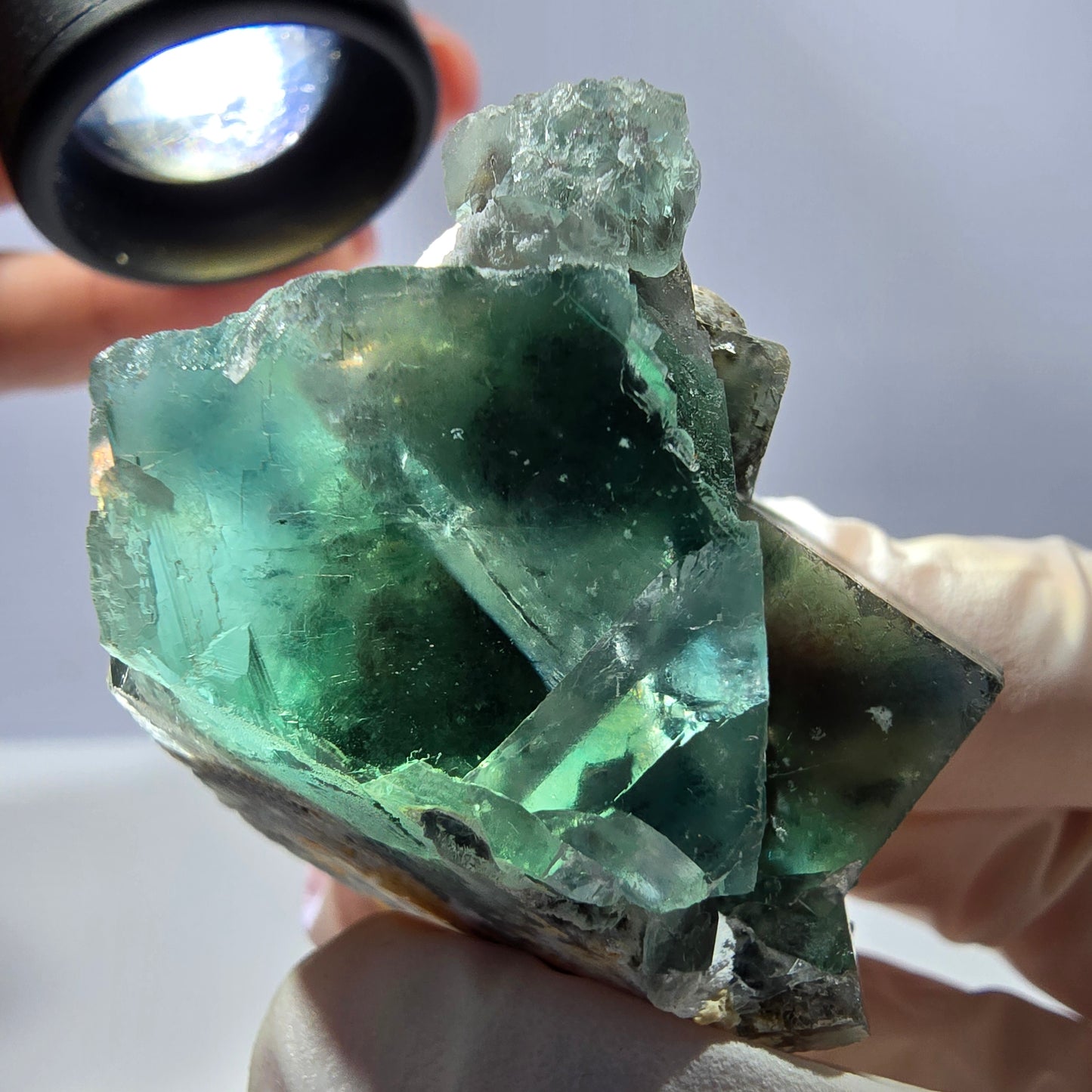 Rare spécimen de cube de fluorite fantôme, parqueté vert Okorusu, Namibie, 51 x 44 x 31 mm