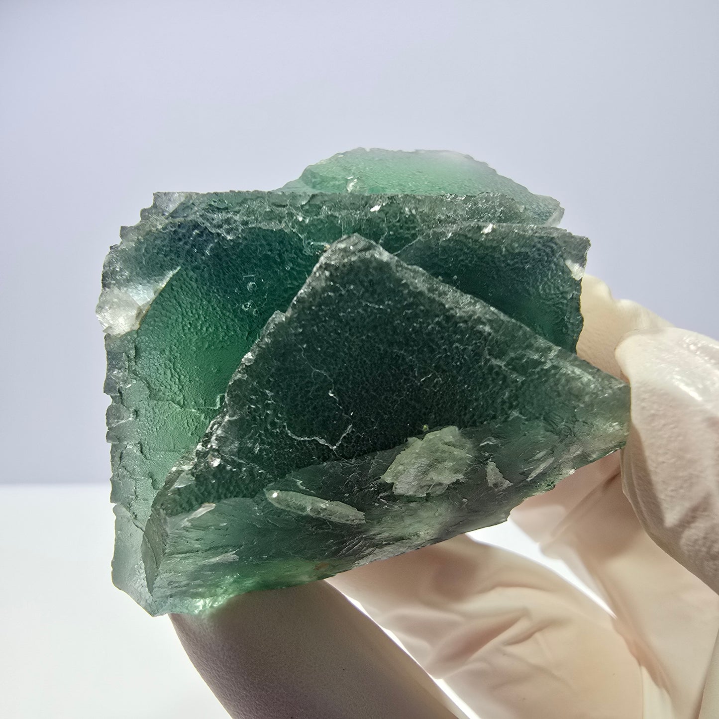 Rare spécimen de cube de fluorite fantôme, parqueté vert Okorusu, Namibie, 66 x 47 x 35 mm