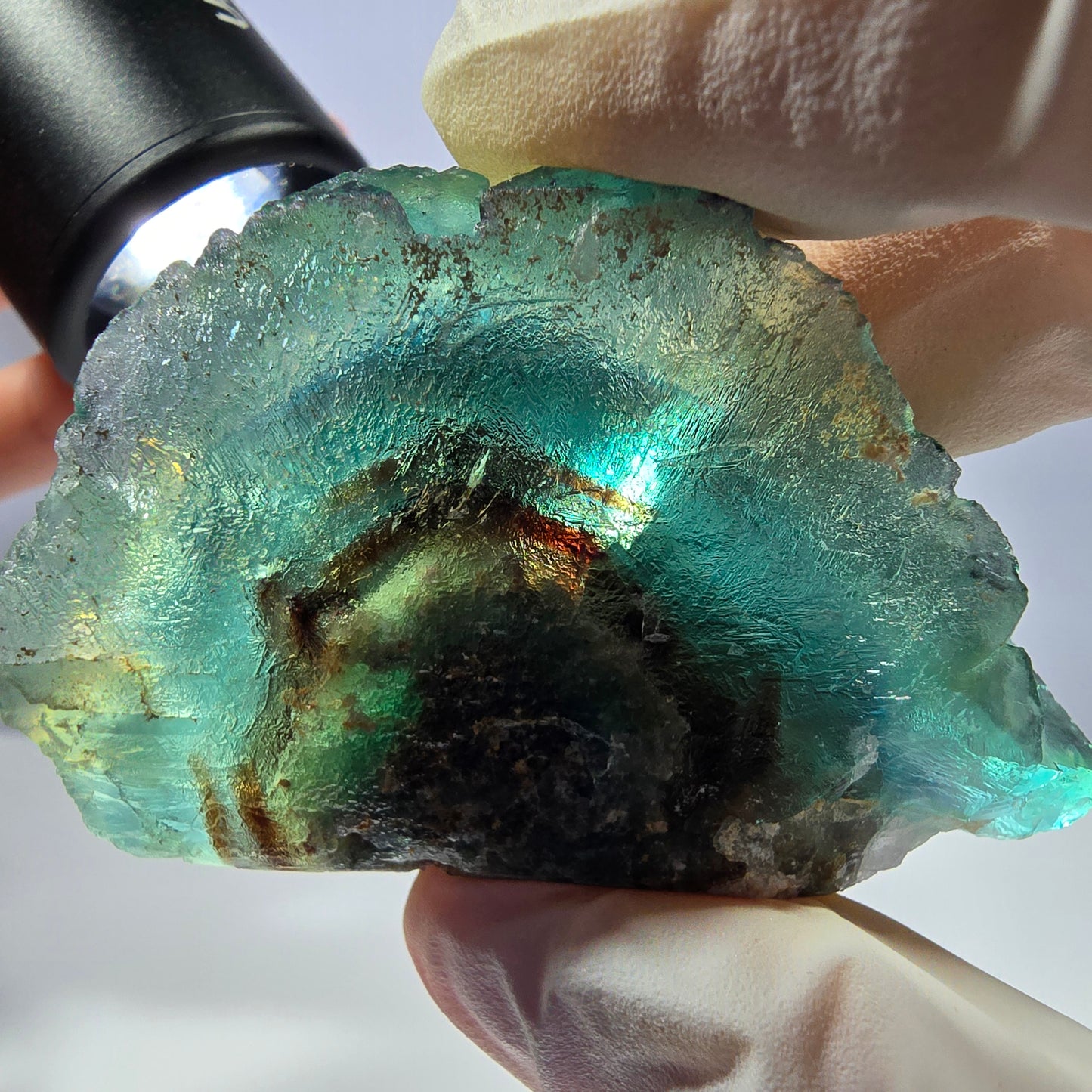 Spécimen de cube de fluorite fantôme transparente, vert parqueté, Okorusu, Namibie, 62 x 34 x 32 mm