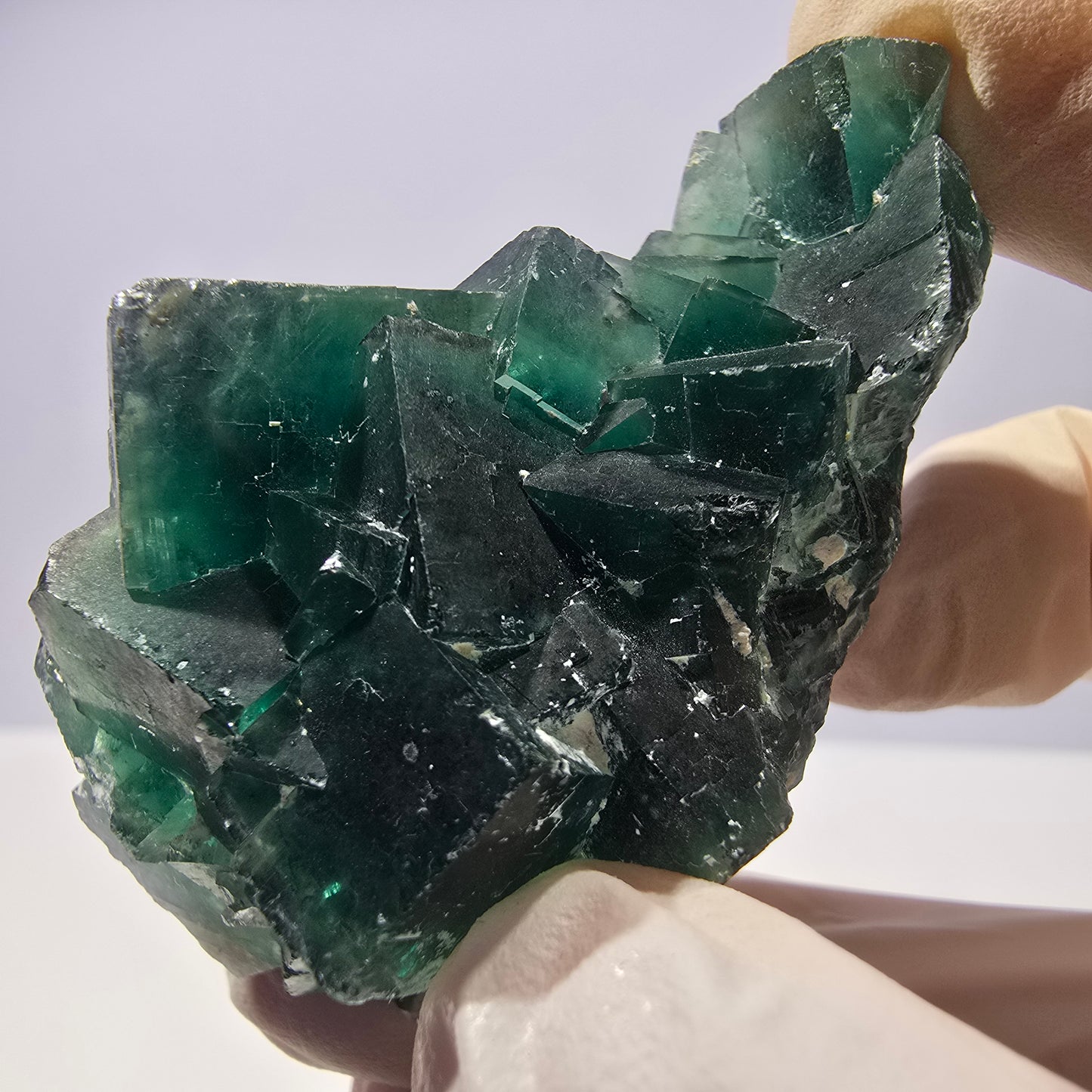 Rare spécimen de cube de fluorite fantôme, parqueté vert Okorusu, Namibie, 65 x 36 x 31 mm