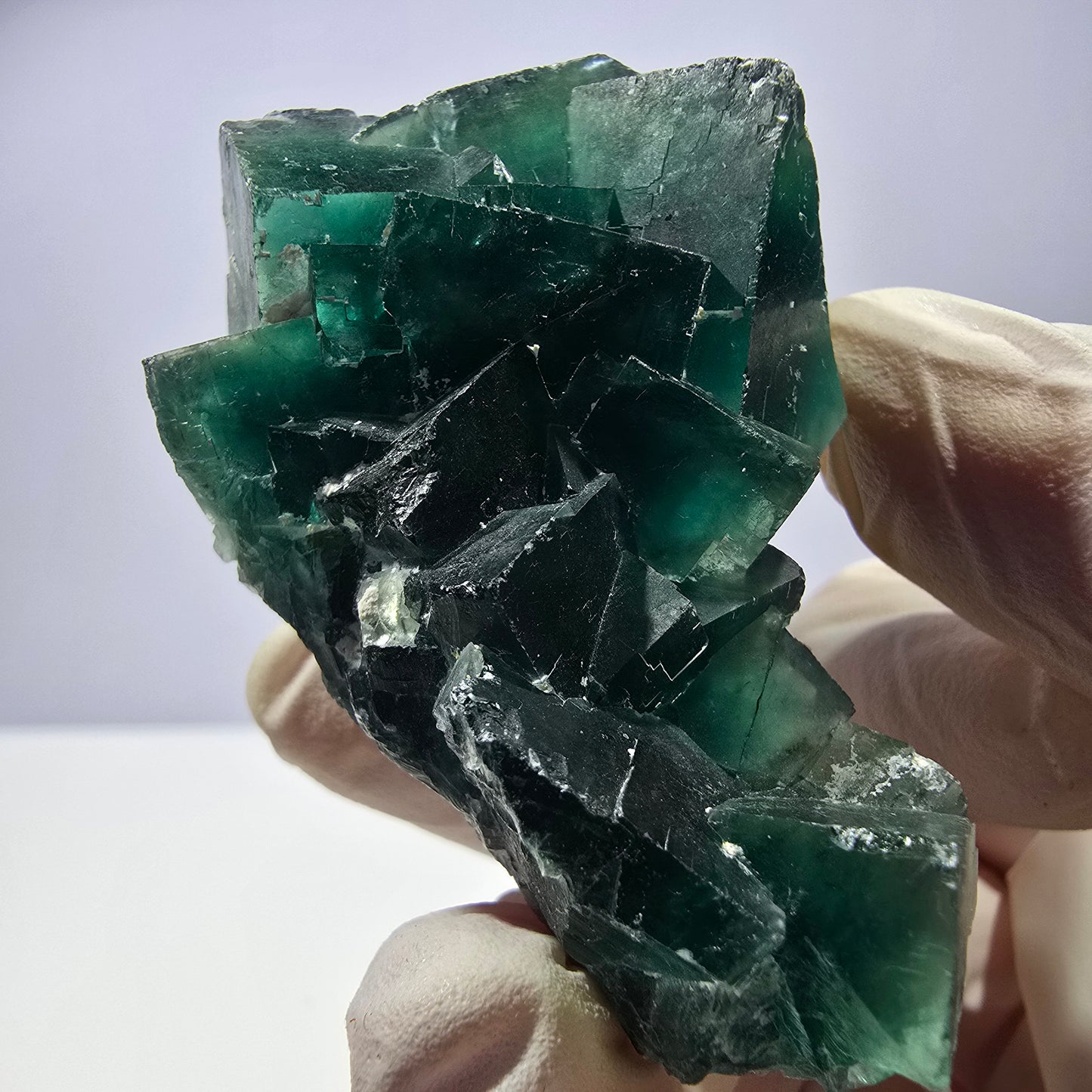 Rare spécimen de cube de fluorite fantôme, parqueté vert Okorusu, Namibie, 65 x 36 x 31 mm