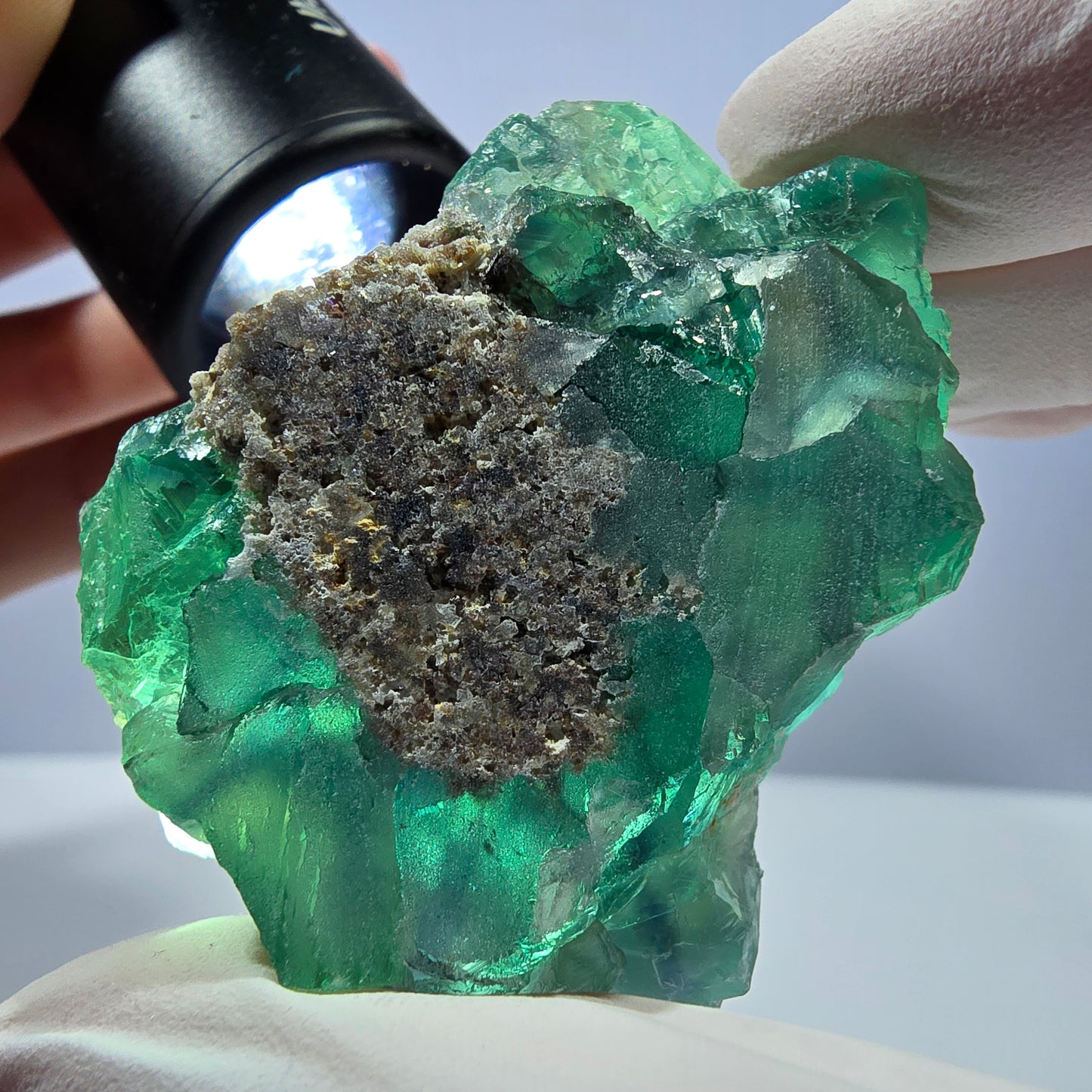 Spécimen de cube de fluorite fantôme transparente, vert parqueté Okorusu, Namibie 54 x 49 x 32 mm