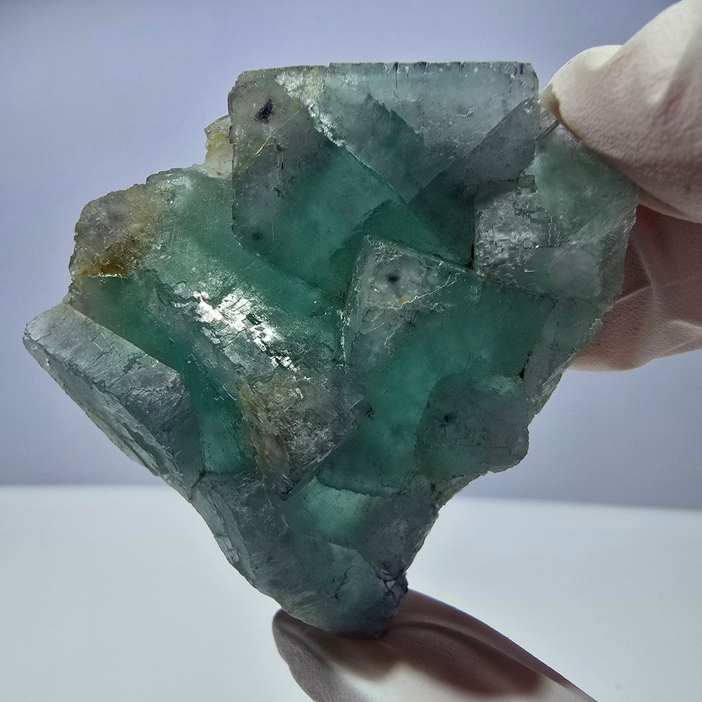 Rare spécimen de cube de fluorite fantôme, parqueté vert Okorusu, Namibie, 51 x 47 x 21 mm