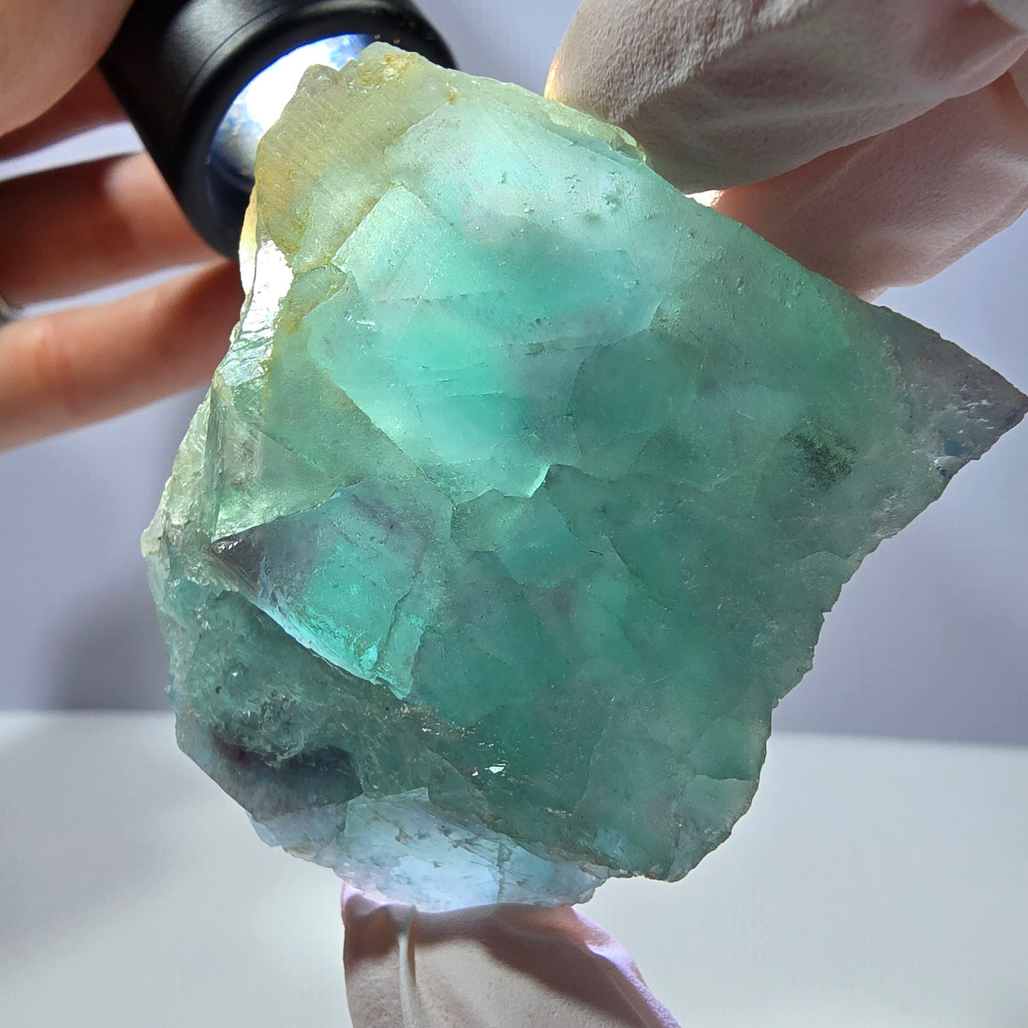Rare spécimen de cube de fluorite fantôme, parqueté vert Okorusu, Namibie, 51 x 47 x 21 mm