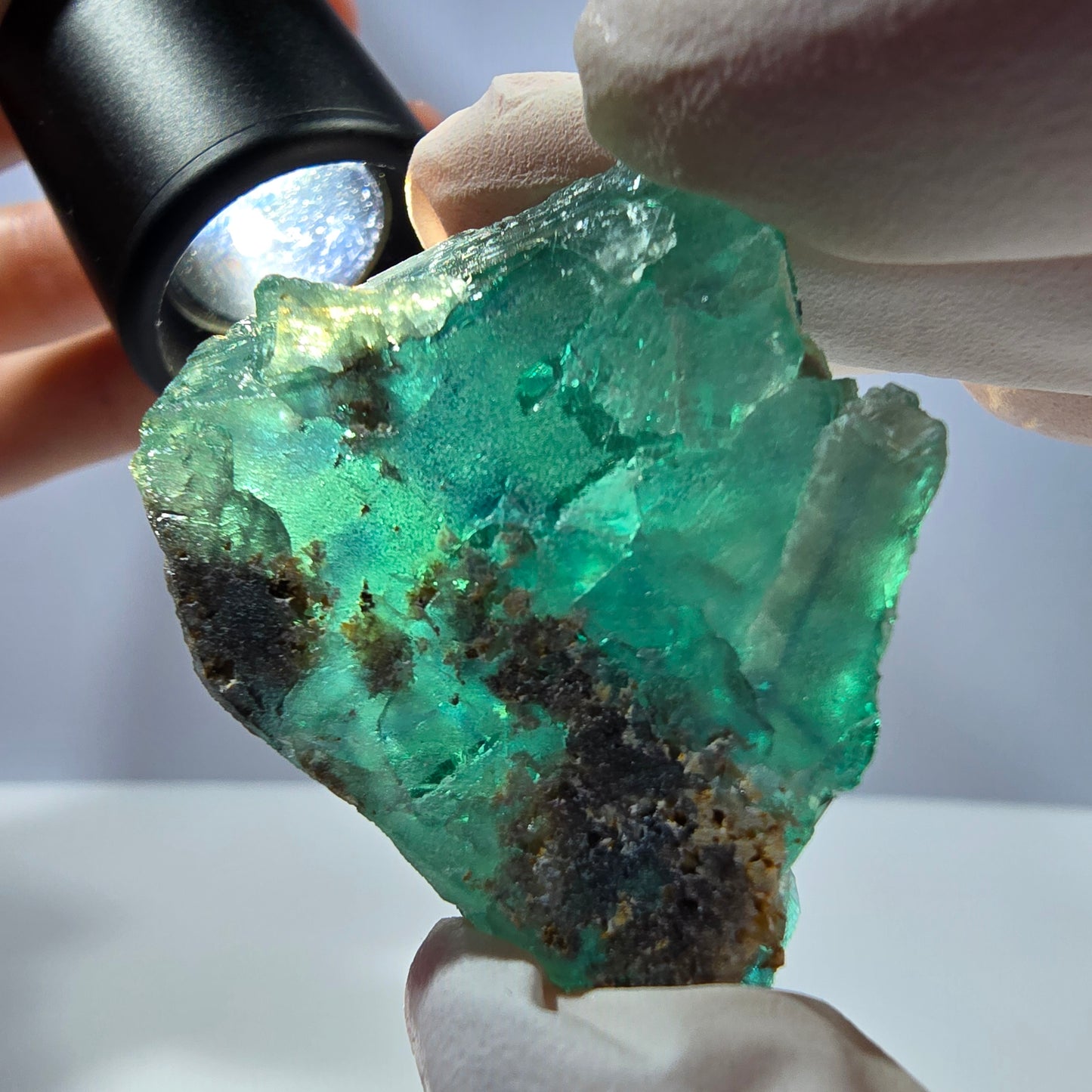 Spécimen de cube de fluorite fantôme transparente, vert parqueté, Okorusu, Namibie, 40 x 35 x 24 mm