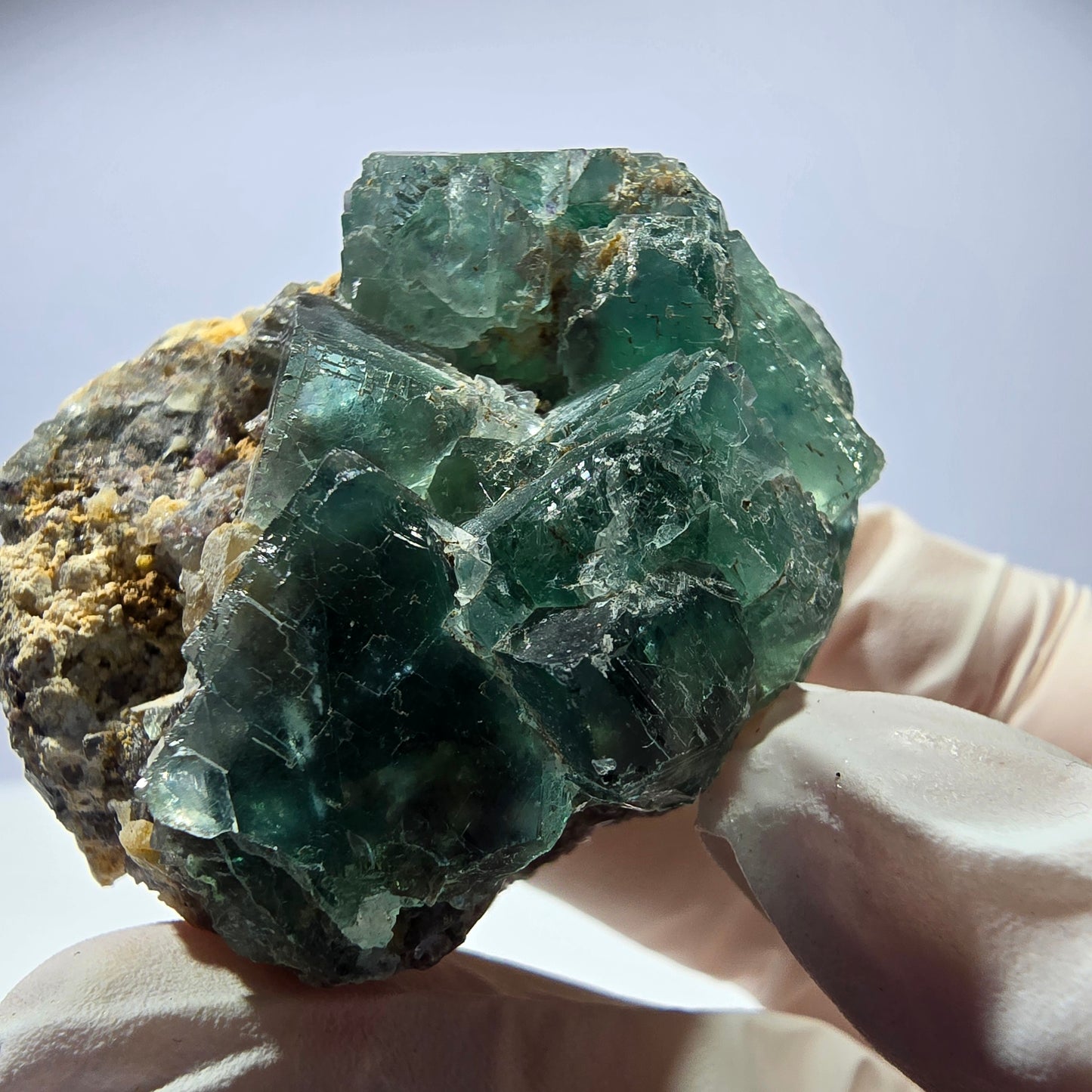 Spécimen de cube de fluorite fantôme transparente, vert parqueté, Okorusu, Namibie, 50 x 41 x 40 mm